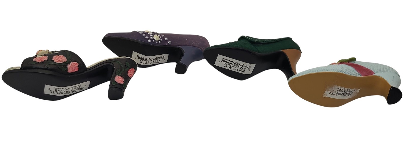 Decorative High Heel Resin Figurines Vintage 1990s Multi Colors Set of Four