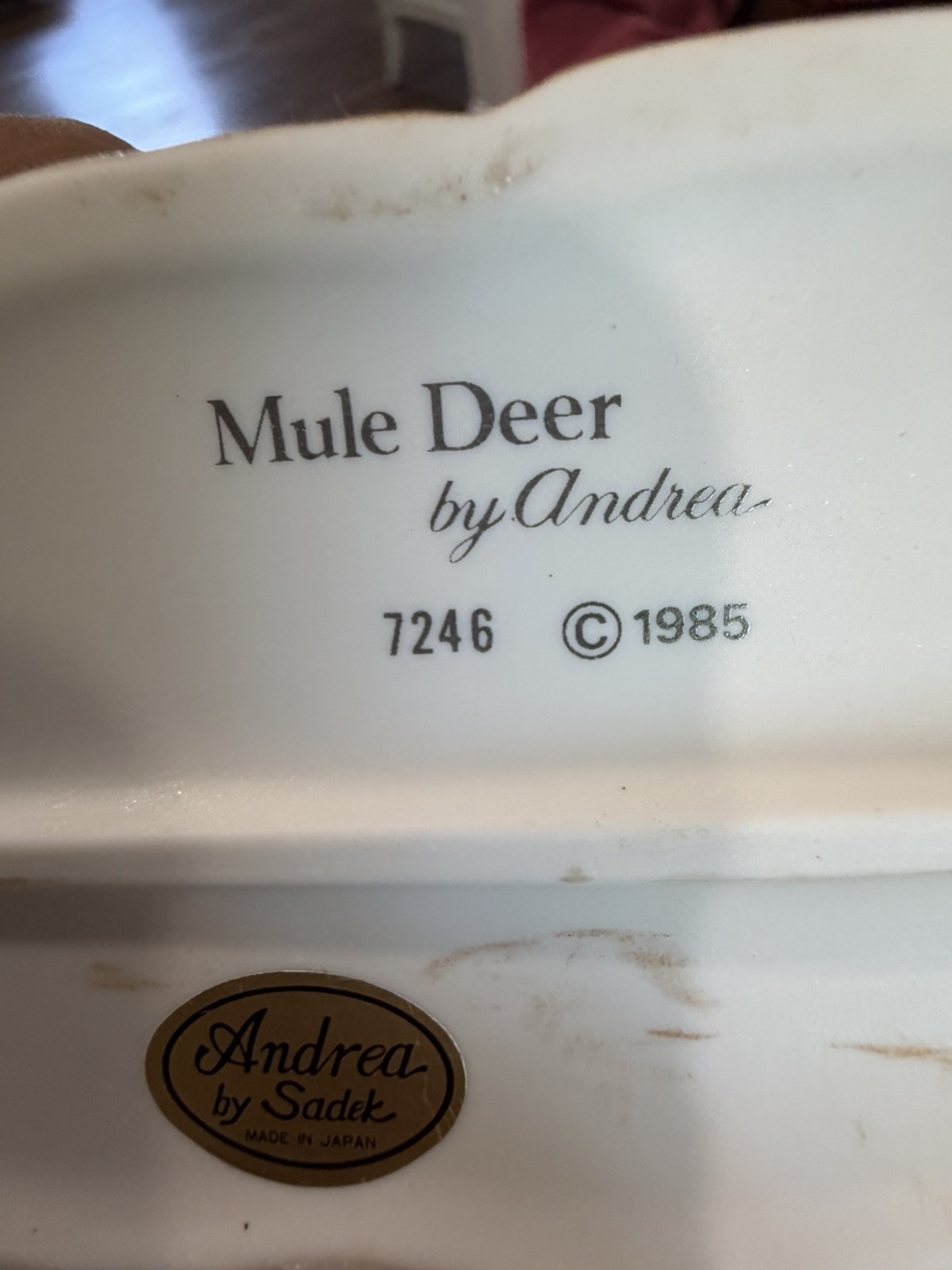 Andrea By Sadek 1985 Porcelain Mule Deer Figurine With Stand 7246