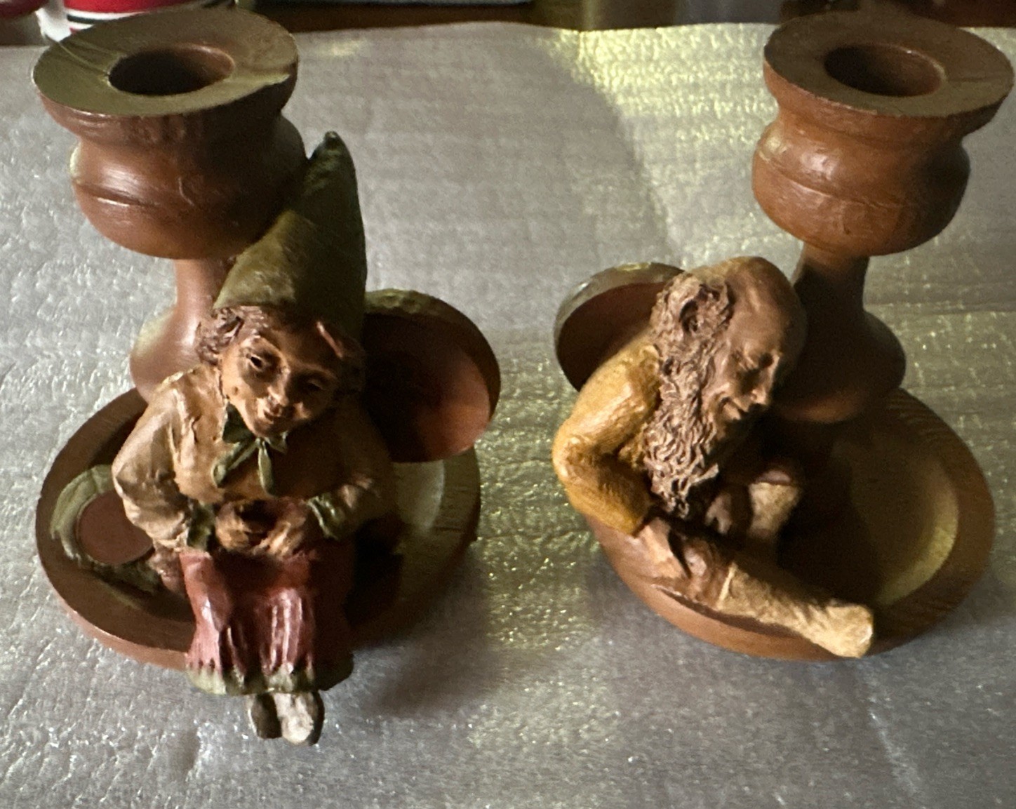 VTG Tom Clark Gnome Candlesticks Set Mrs Wink 41 & Wink Too 26 Signed