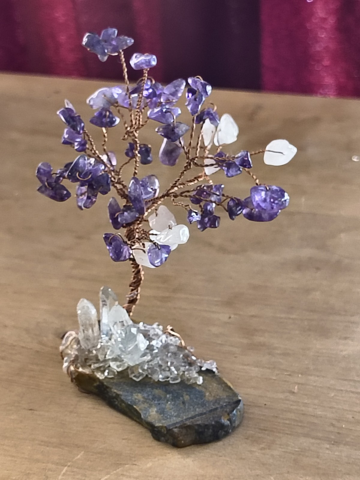 Handmade Wire Gemstone Tree Figurine