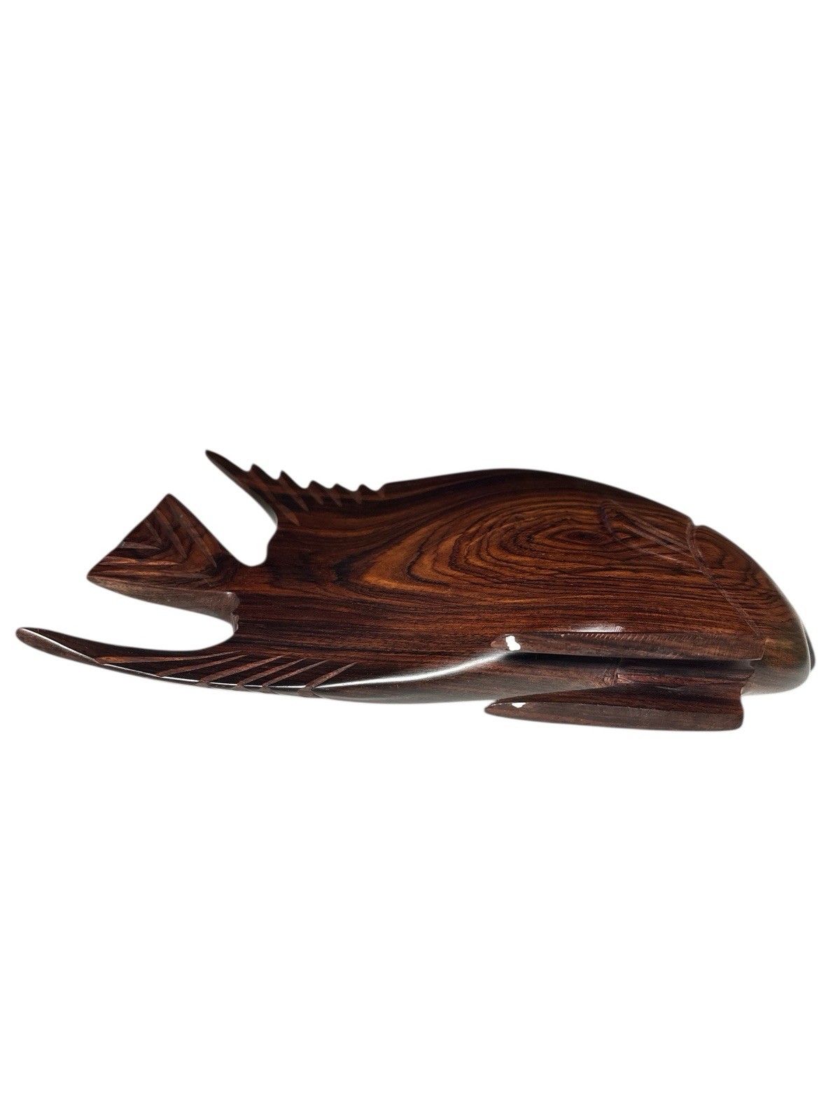 Dark Wooden Fish Decorative Nautical Freestanding. 10.25” L X 6.5” Tall