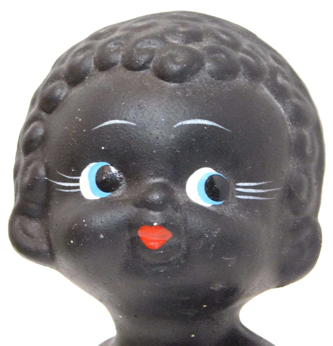 Vintage K.K. Originals Japan Ceramic Black Child Figurine Wire Fruit Cart READ