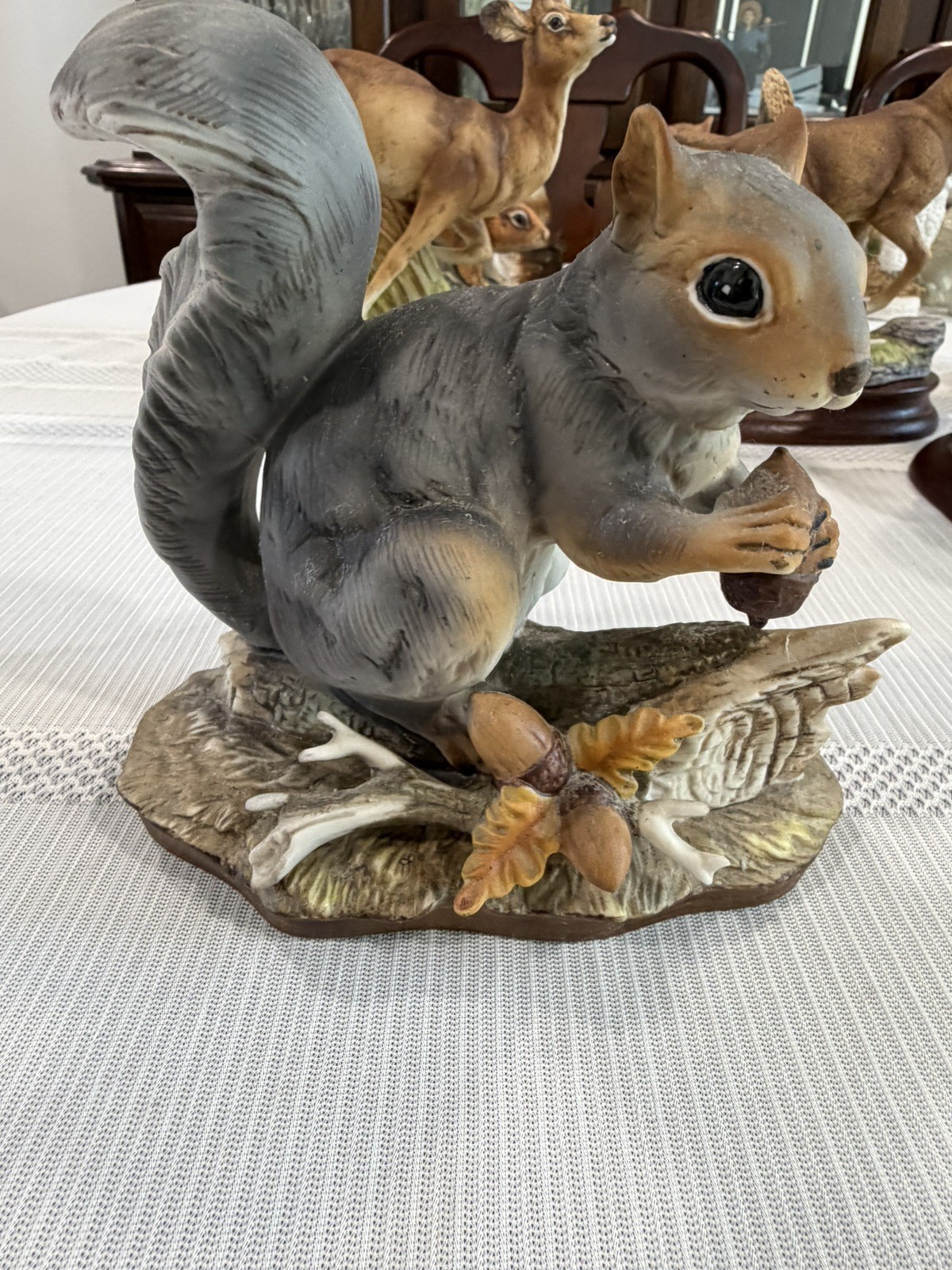 VtgHome Interiors Masterpiece Collection Retired Squirrel & Acorns Figurine 1982