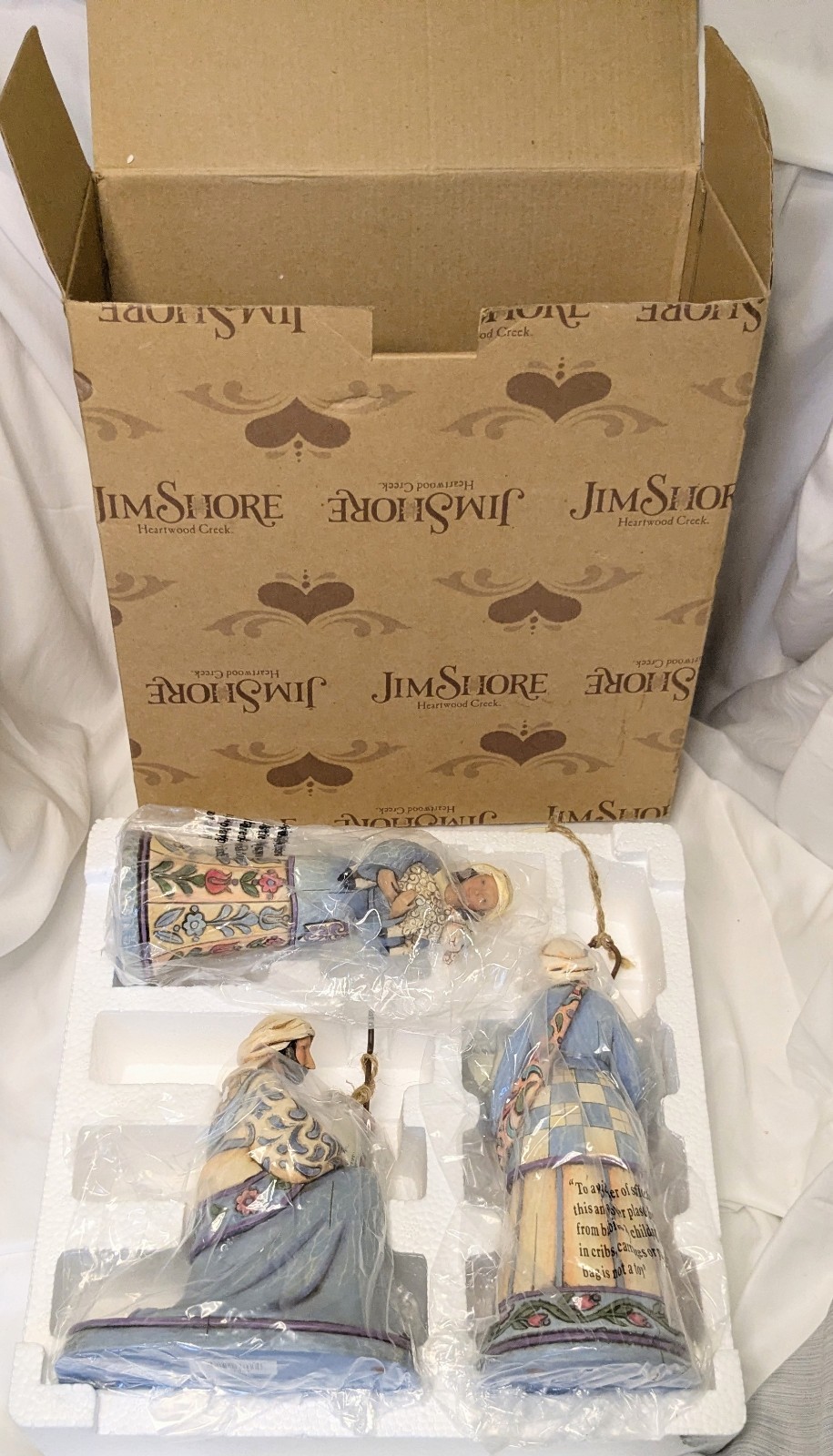 Jim Shore Blue Nativity 2007 Bringing Praise 3 Shepherds 4007983 Never Displayed