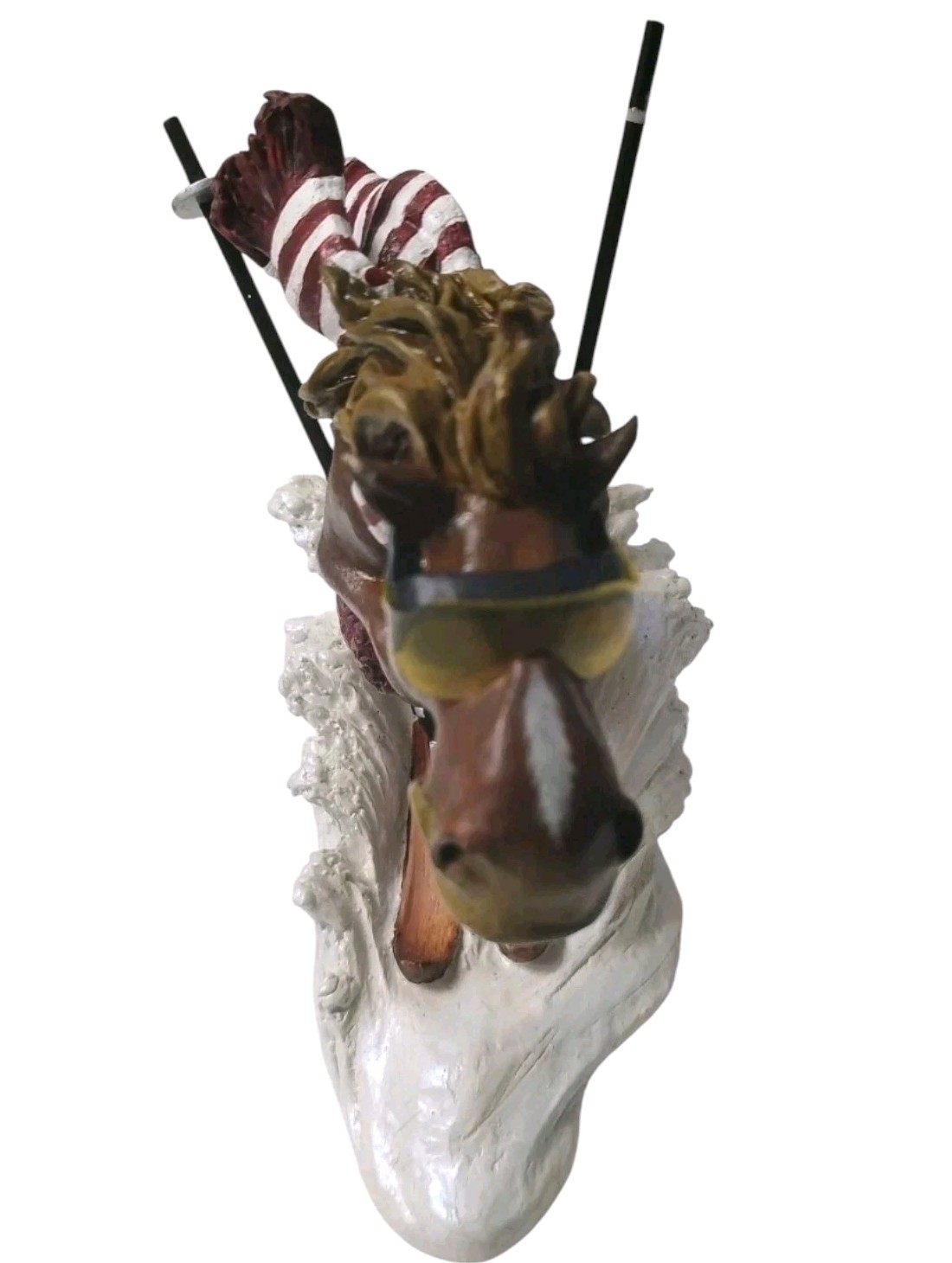 Rare Montana Silversmiths Elmer Skiing Horse Figurine Christmas AS IS Decor