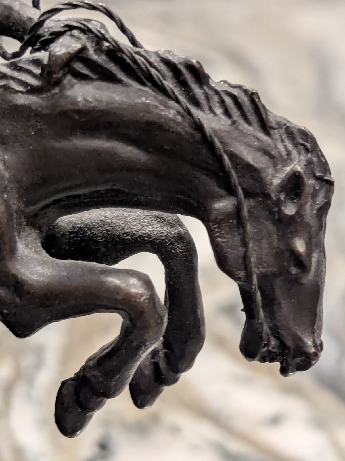 Andrea by Sadek Rearing Horse Cowboy Sculpture Marble Base 6” Bronze