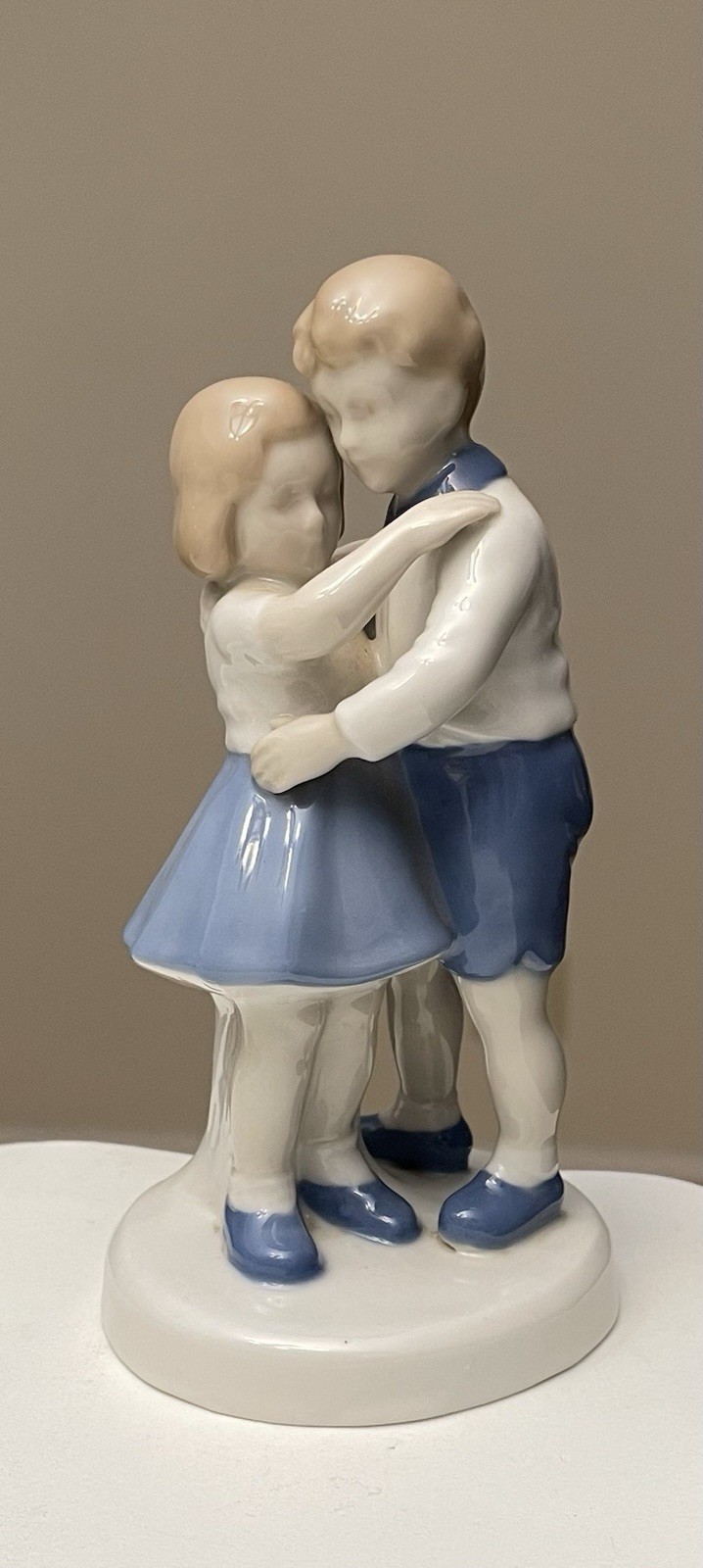 Bing Grondahl Dancing Hugging Children Porcelain Scissor Mark 1859 Handpainted