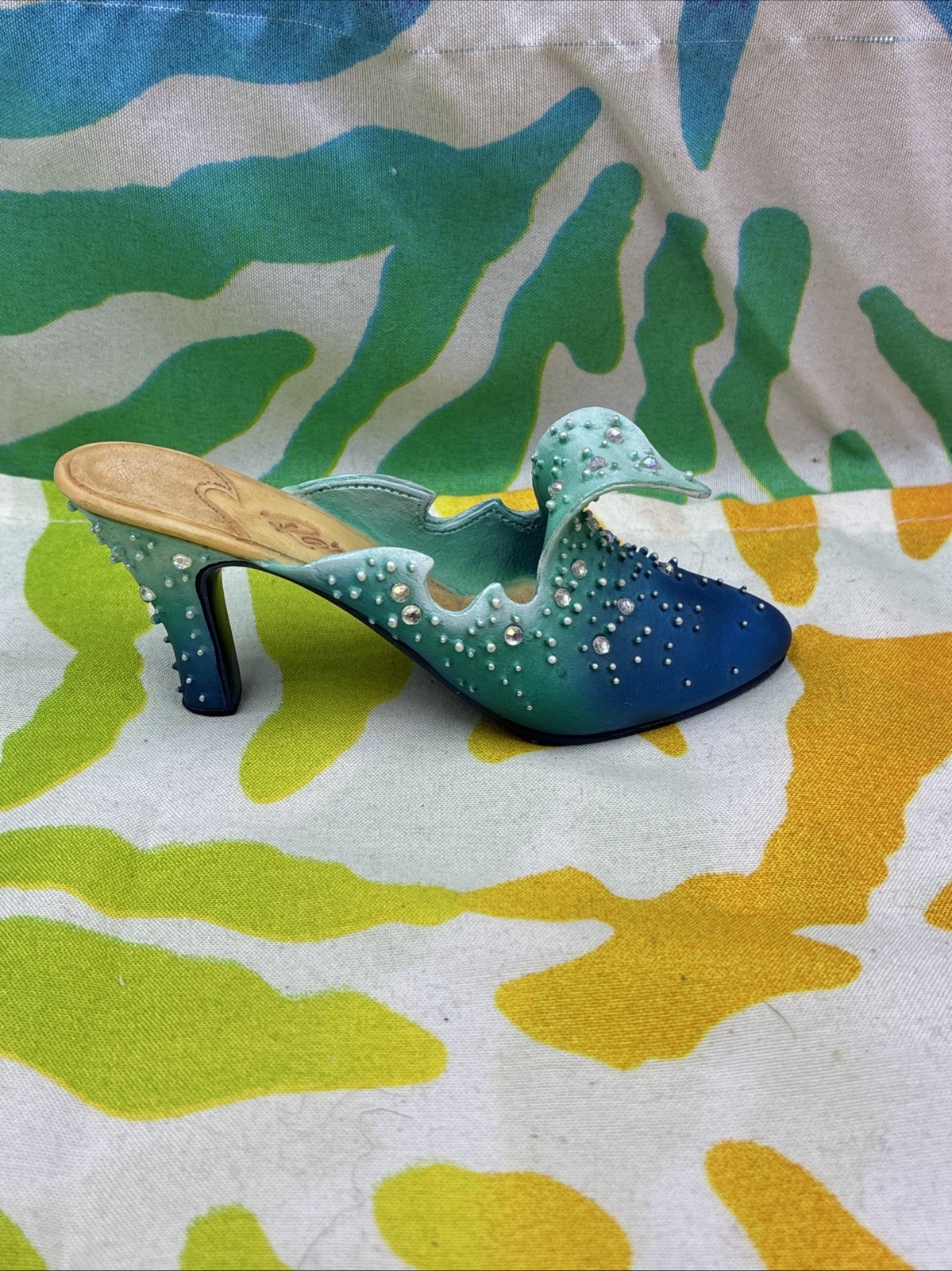 Just The Right Shoe By Raine “The Wave” Ceramic Decorative Miniture Heel Blue