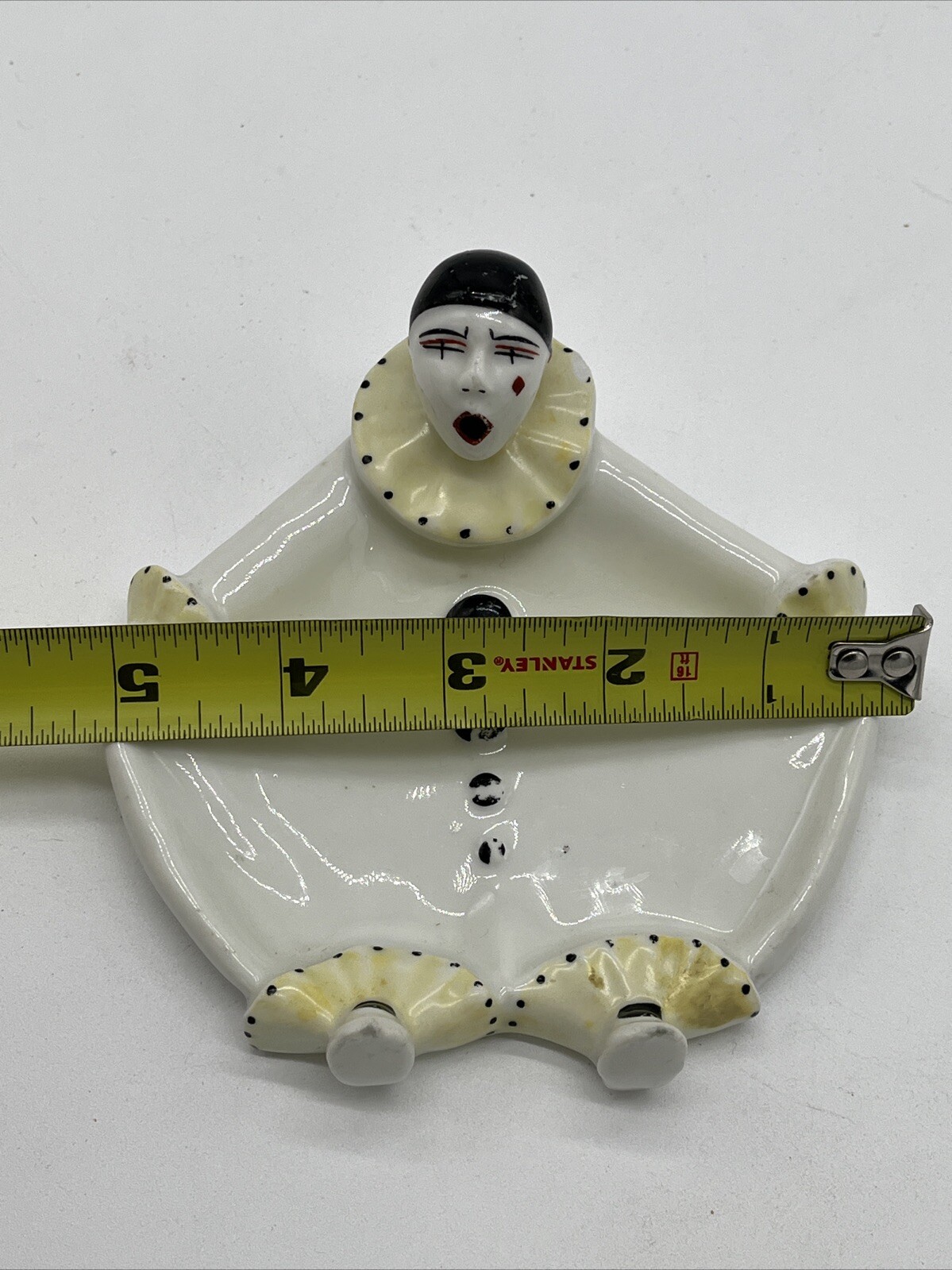 Vintage Pierrot Clown Porcelain Trinket Dish Made in France Art Deco Harlequin