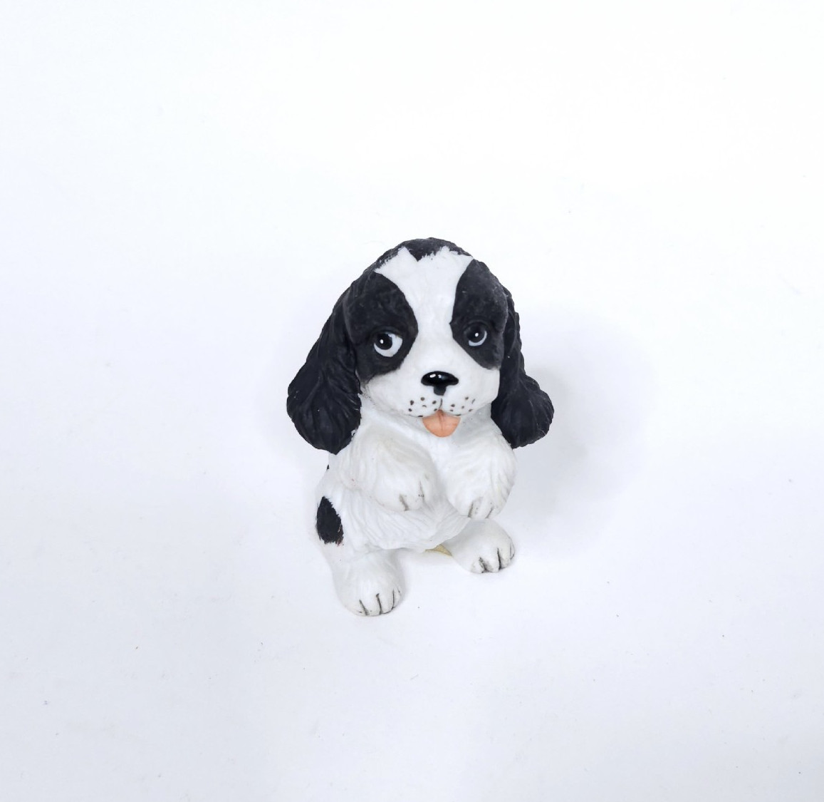 Vintage Homco Dog Figurine Black White Spaniel Puppy