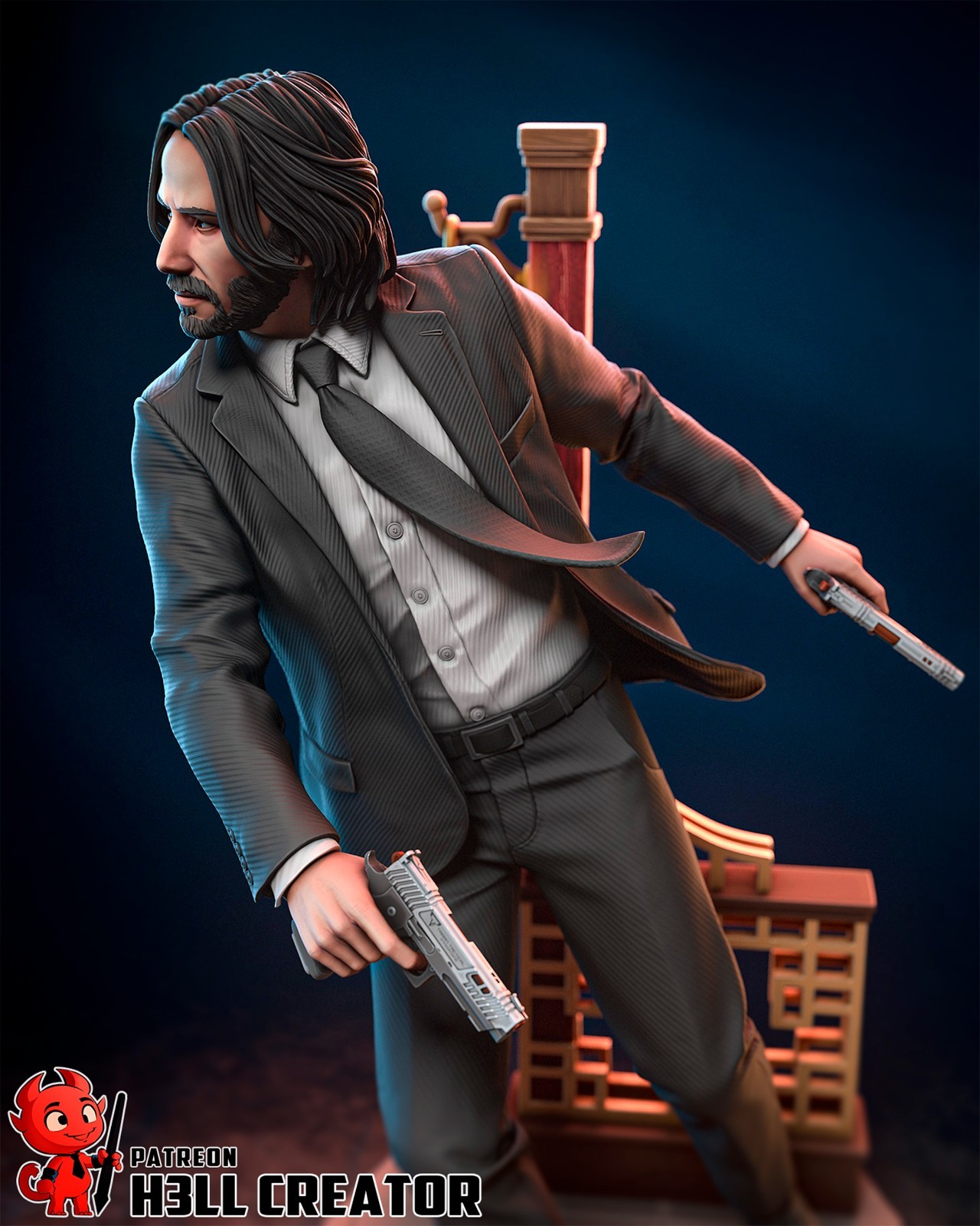 John Wick 187mm 1/10 Scale Hand Painted Resin Figure – Collectible Action Movie