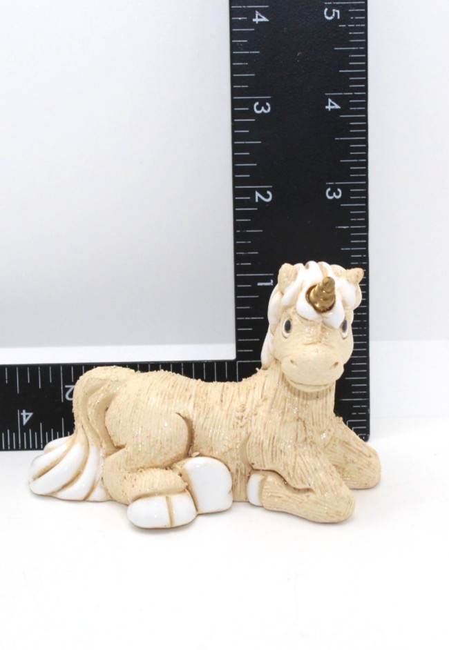 Artesania Rinconada Clay Unicorns Set Kneeling & Laying Unicorn Brass Horn