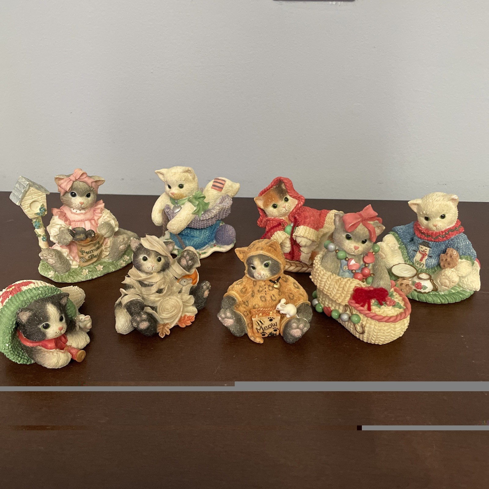 Lot Of 8 Vintage 1990’s Calico Kittens Collectibles Enesco Priscilla Hillman