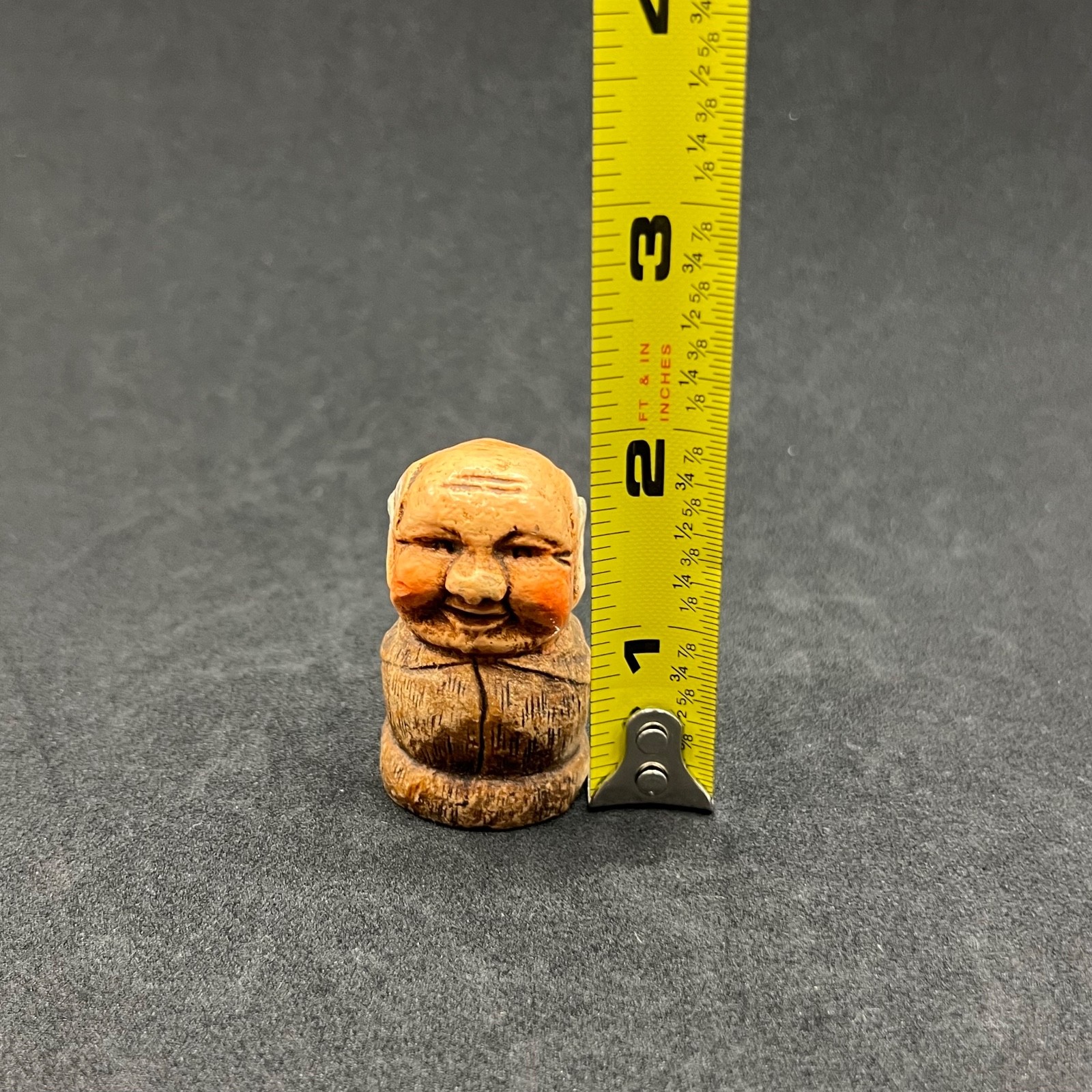 Rustic Wood Folk Art Carving Old Man Face Bust Statue Hand Whittled Character