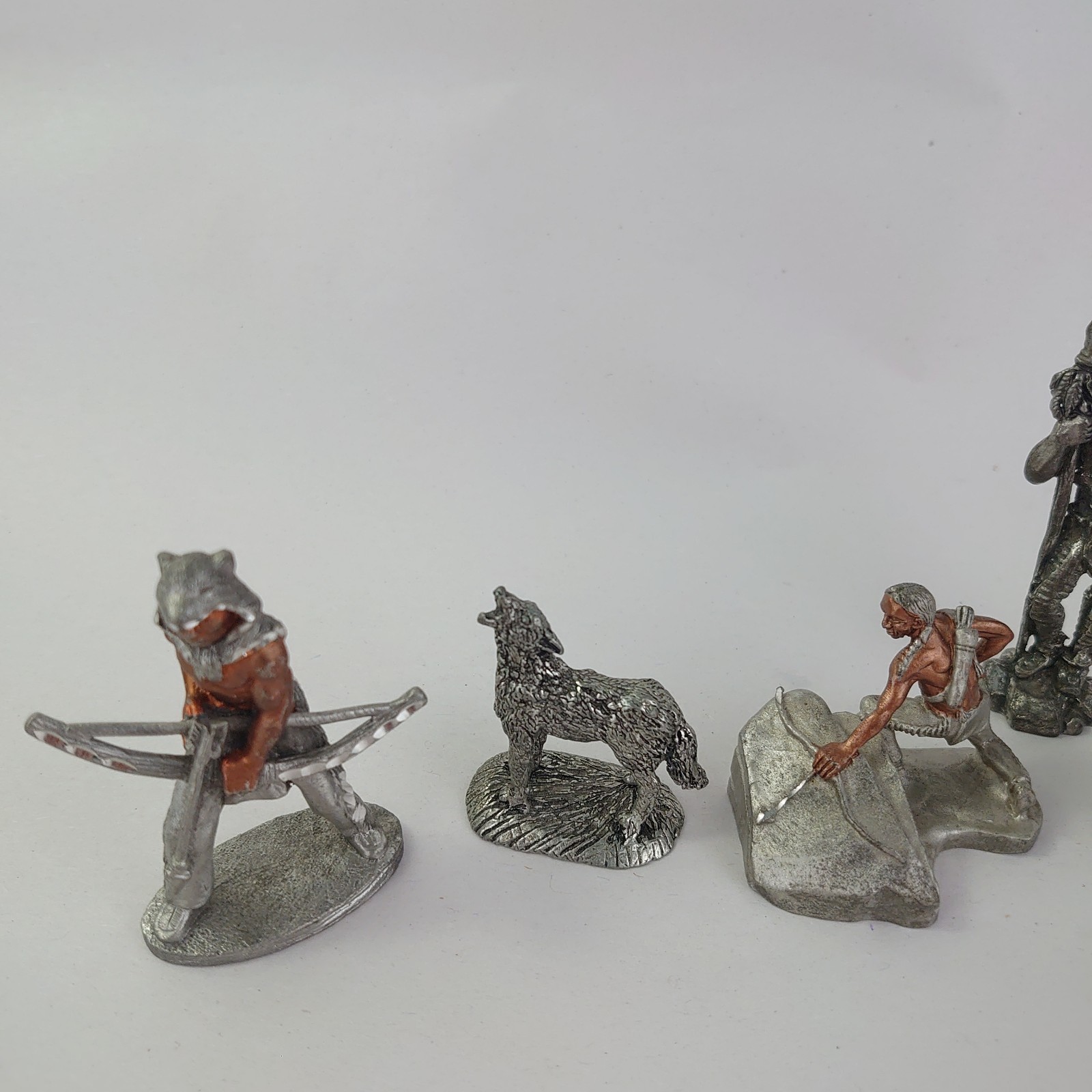Pewter Figurine Lot 5 Pieces Native American Wolf Spoontiques Hudson