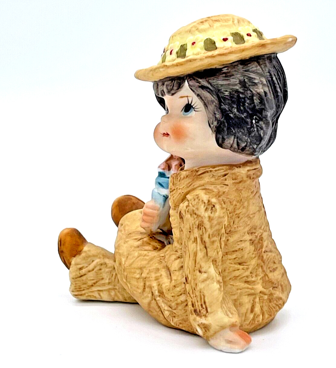 Lego Taiwan Porcelain Girl with Hat and Flowers Figurine 3.75 in