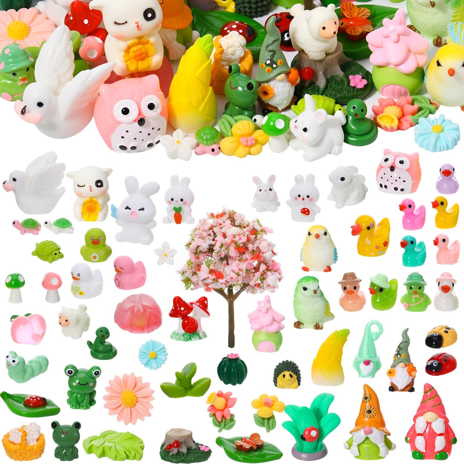 60 Pcs Spring Mini Resin Figurines Tiny Resin Ducks Figures Miniature Animal …