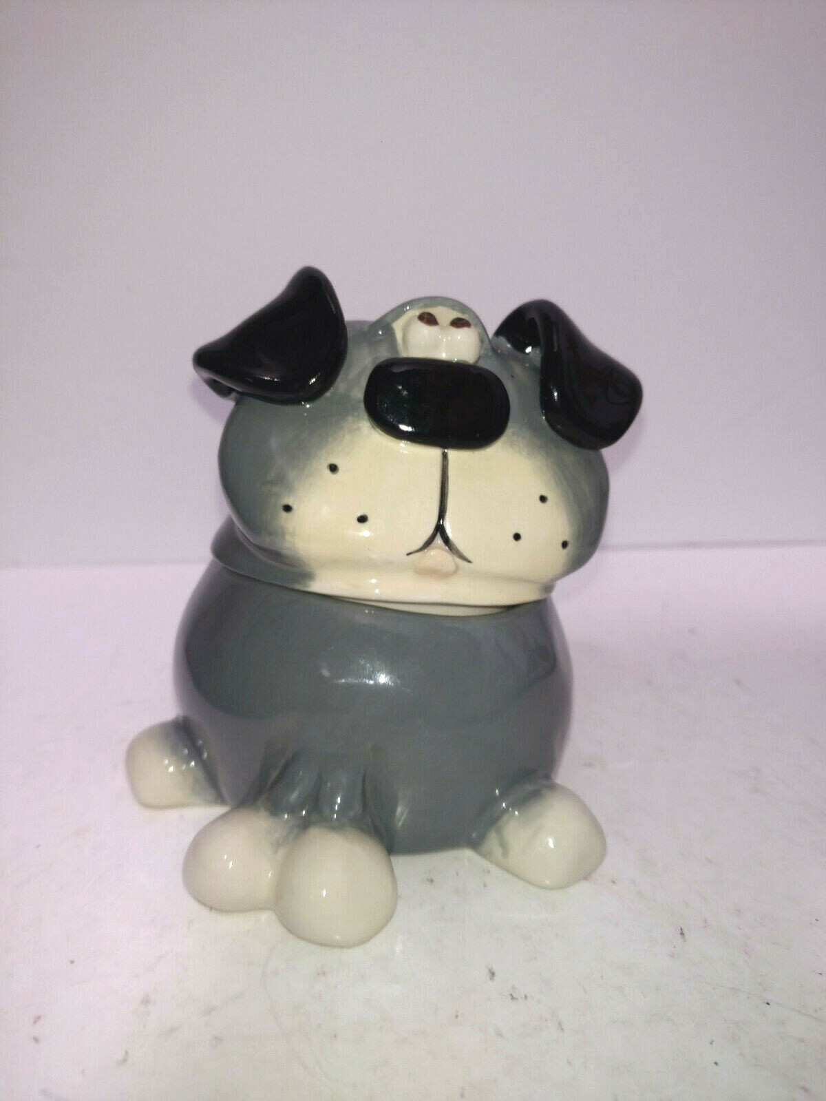 Russ Berrie DOUGLAS Puppy Dog Trinket Box, Gray Dog, New & Unused