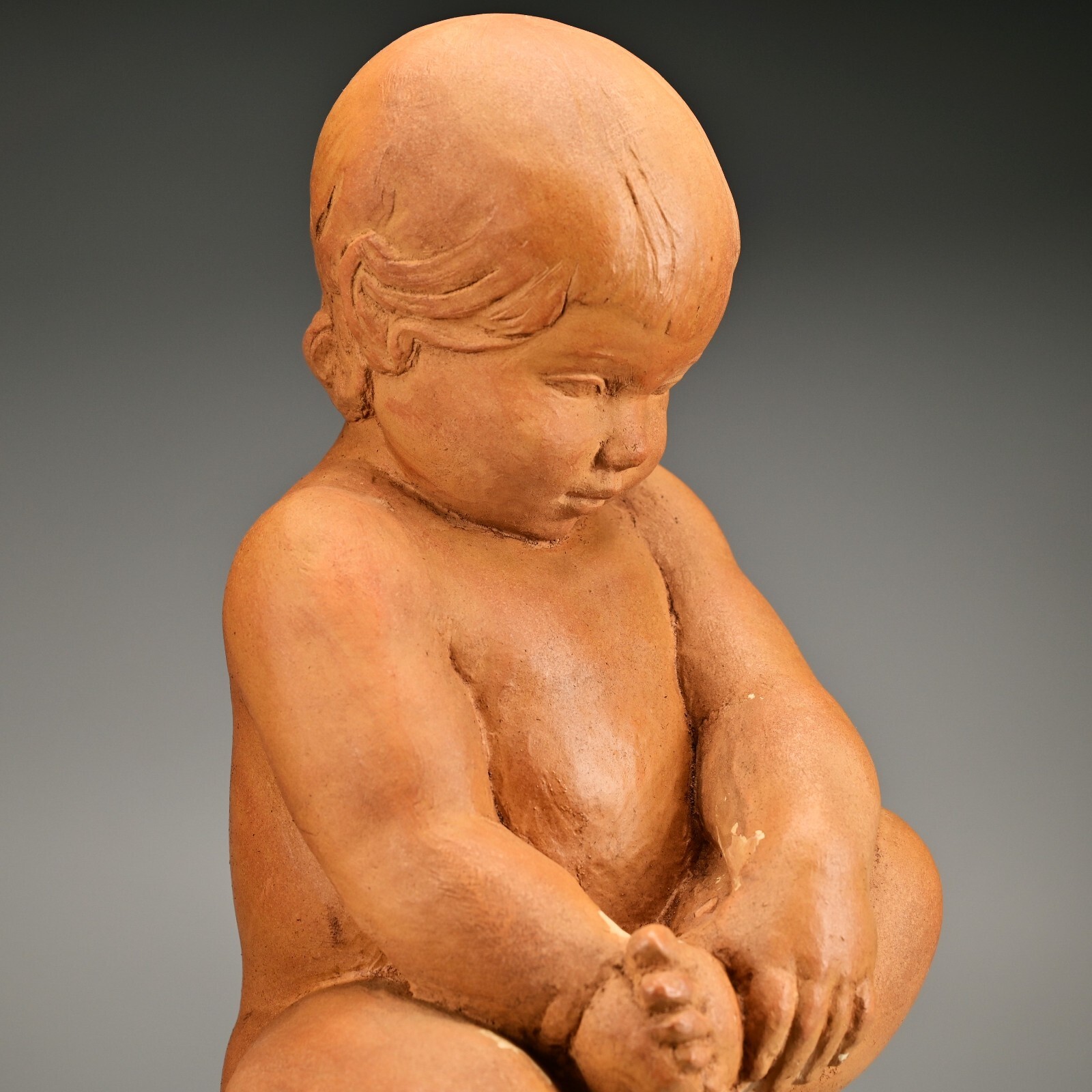 MPI BBW Museum Original Vintage Signed Terracotta Ceramic Baby Statue Sculpture