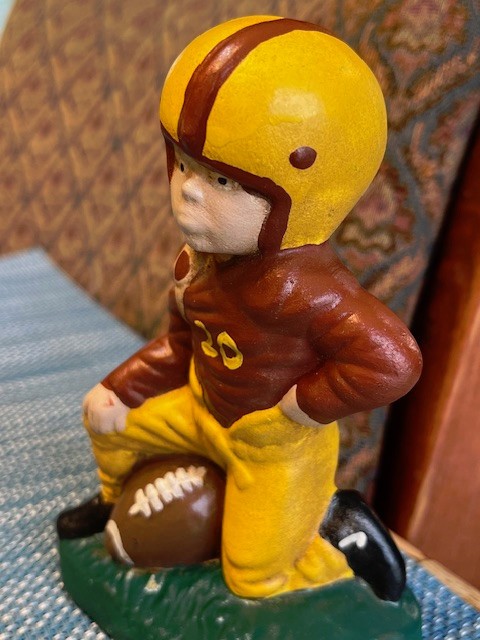 VINTAGE Football Figurines Ceramic HandPainted in NFL Washington Redskins Colors