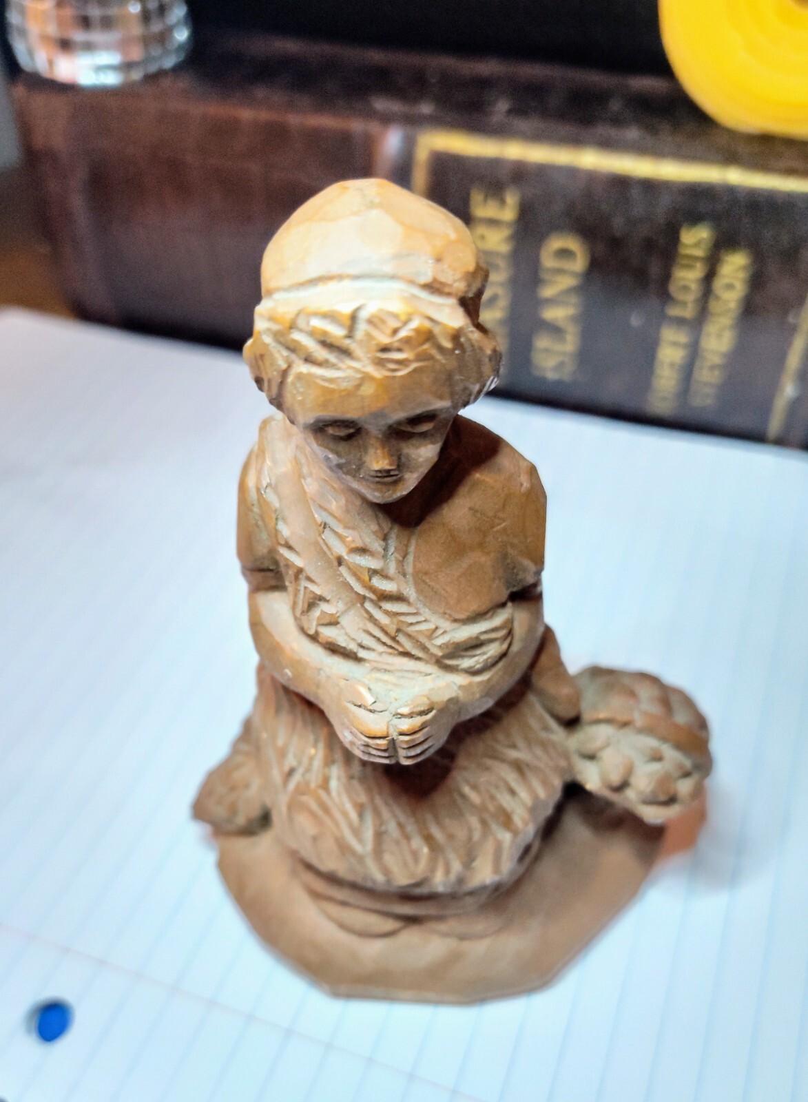 Vintage 1950’s -60’s Folk Art Hand Carved Wooden Figure Woman Praying- Religious