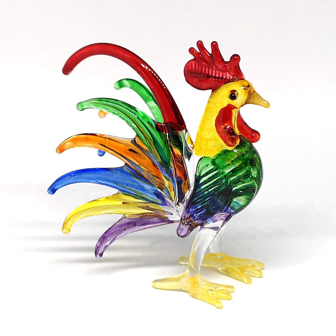 Glass Rooster Chicken Figurine Country Kitchen Decoration Style Miniature Han…