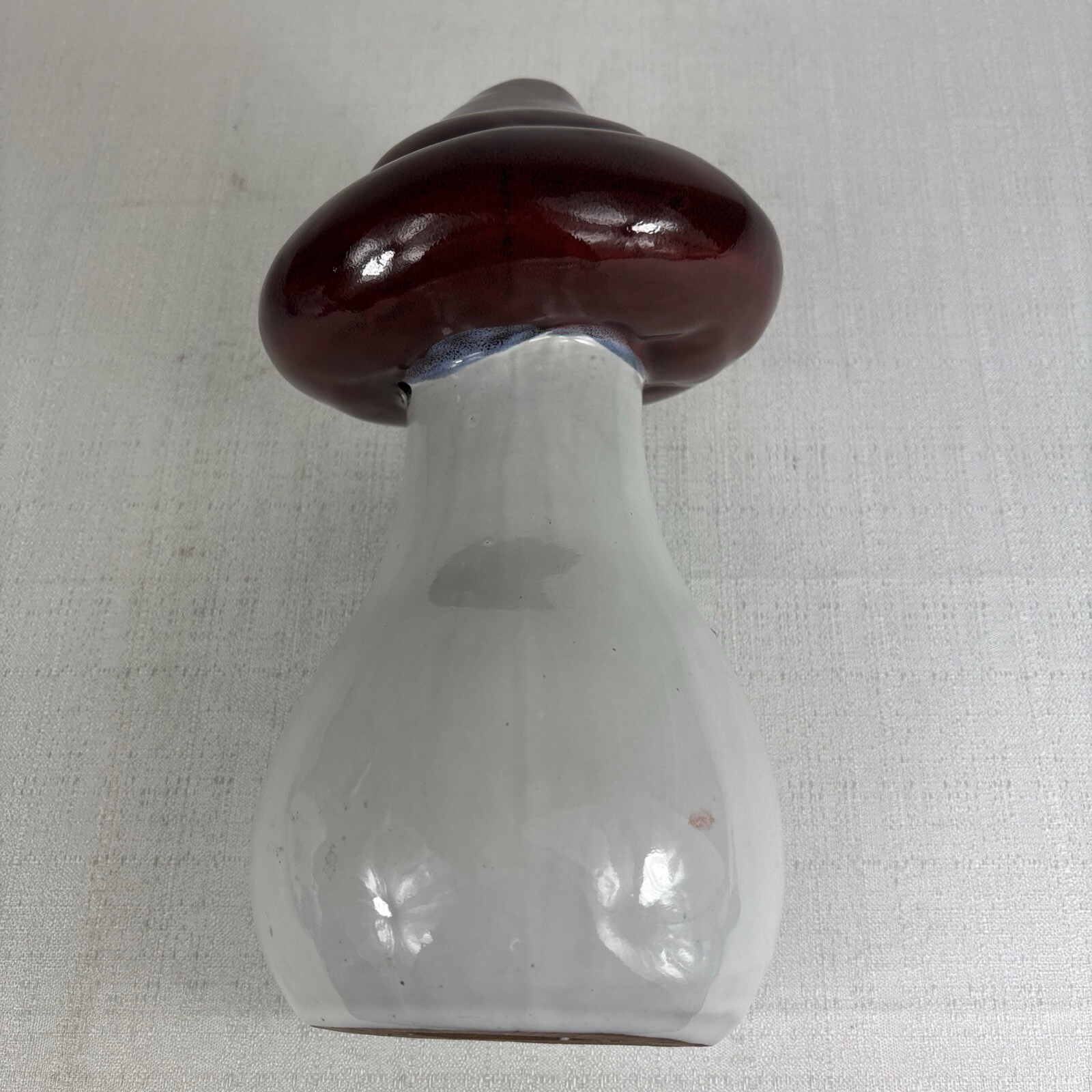 Vintage Mushroom Sculpture Red And White Almost 12 In Tall Heavy Decor