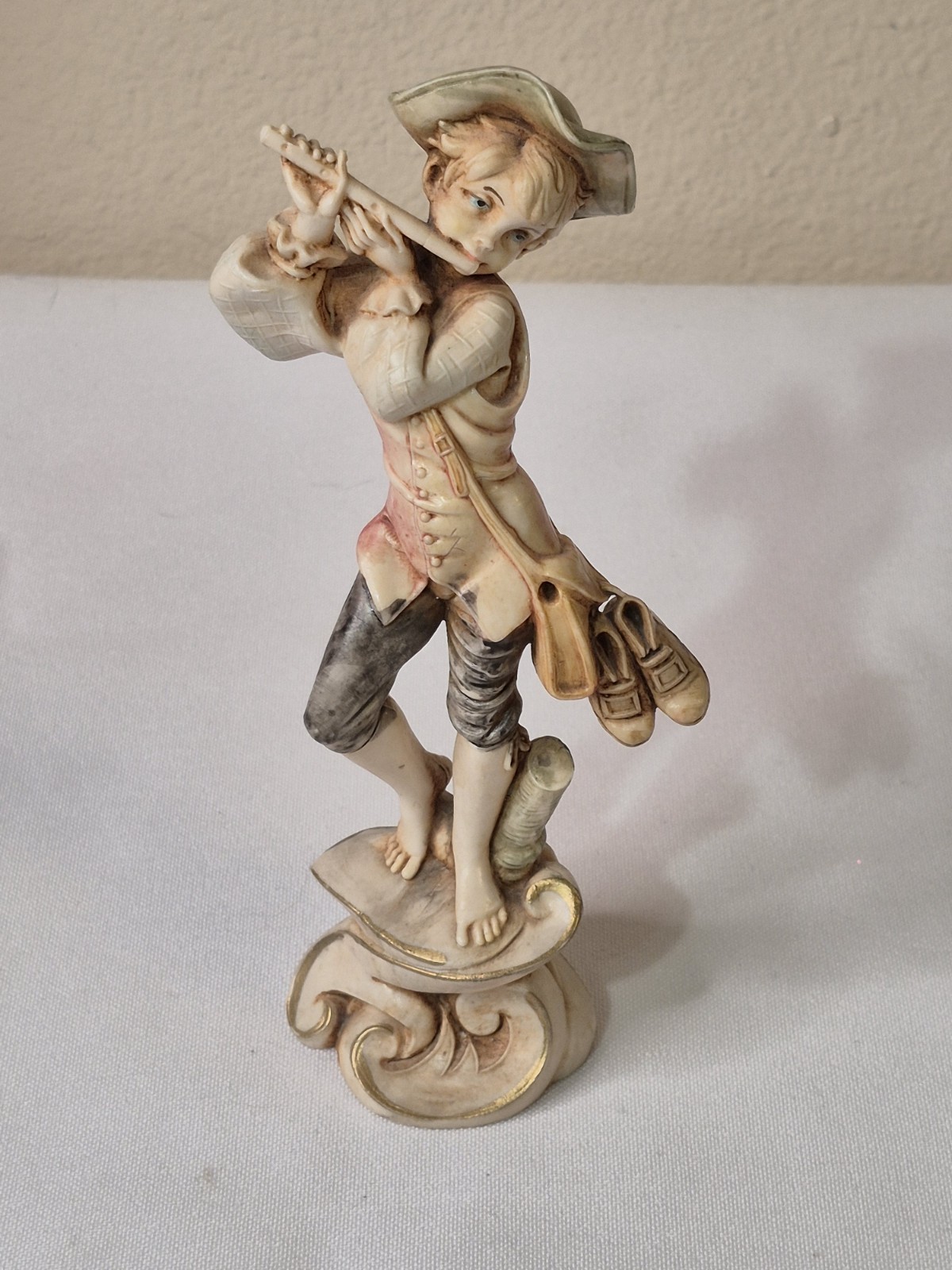 Fontanini Boy With Flute Figurine Depose Italy Spider Mark #279 Vintage