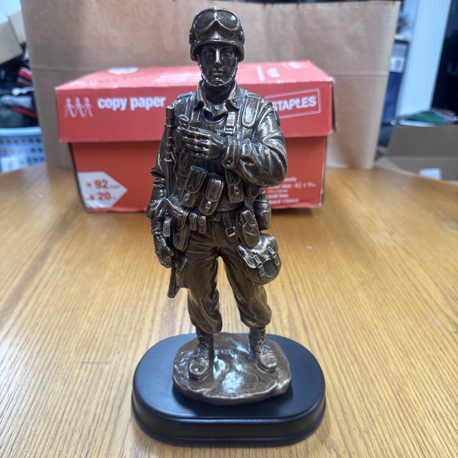 US Army Marine Military Statue Soldier Resin Bronze Color Finish Decor Figurine