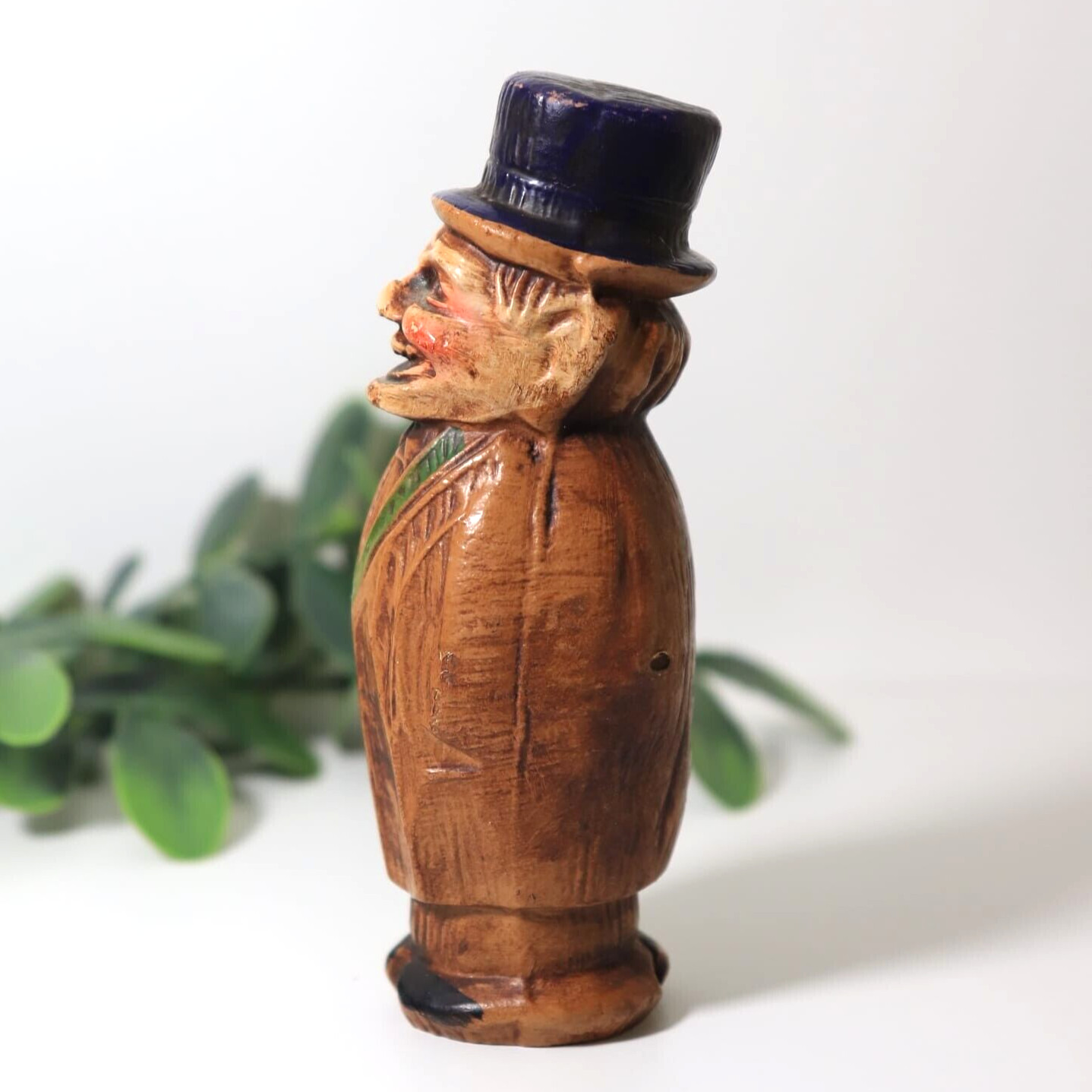 Antique Sirocco MDF Wood Carved Small Vintage Man Figurine Folk Art