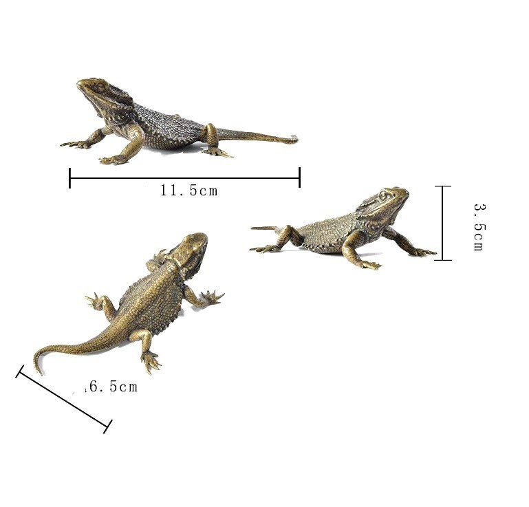 1PC Brass Lizard Animal Statue Small Sculpture Tabletop Figurine Home Decor Gift