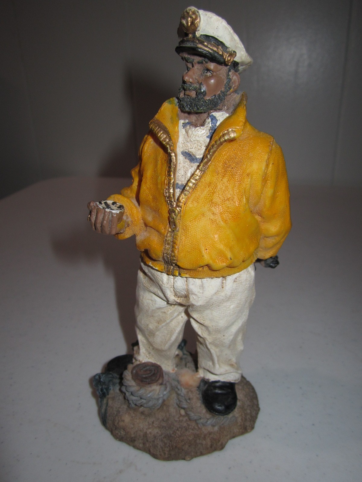 Vintage Folk Art Resin Figure Old Man Nautical Sailor Ship Captain 6”