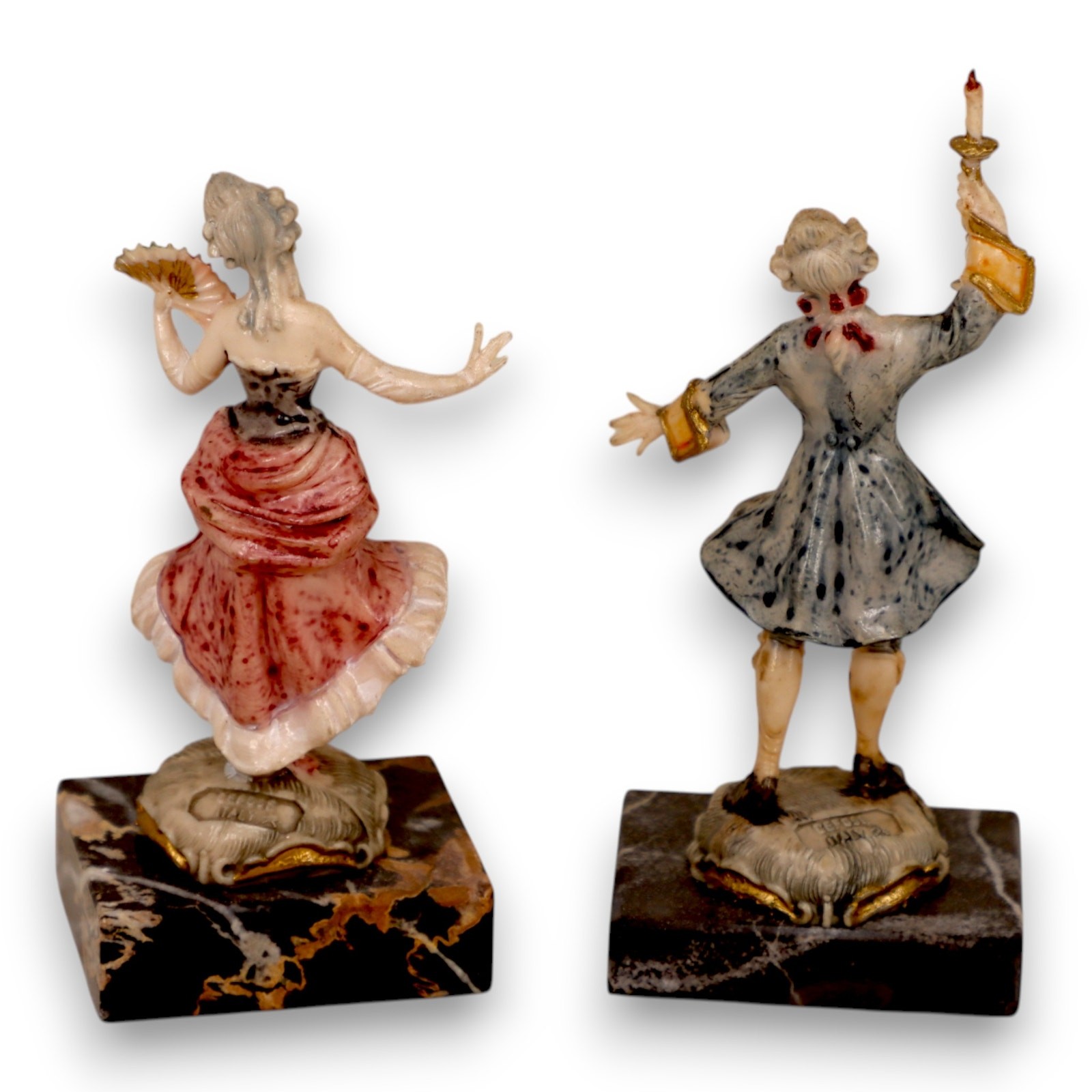 Fontanini Simonelli Victorian Couple Figurines Resin Marble Base Italy Vintage