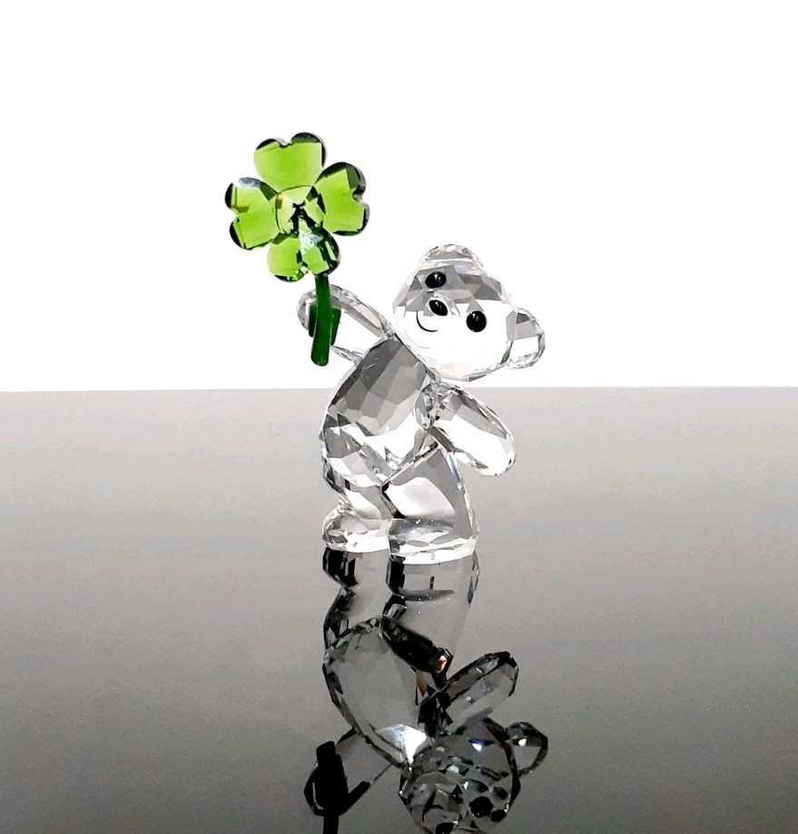 Swarovski Crystal Kris Bear Lucky Charm Four Leaf Clover Rare SEE DESCRIPTION
