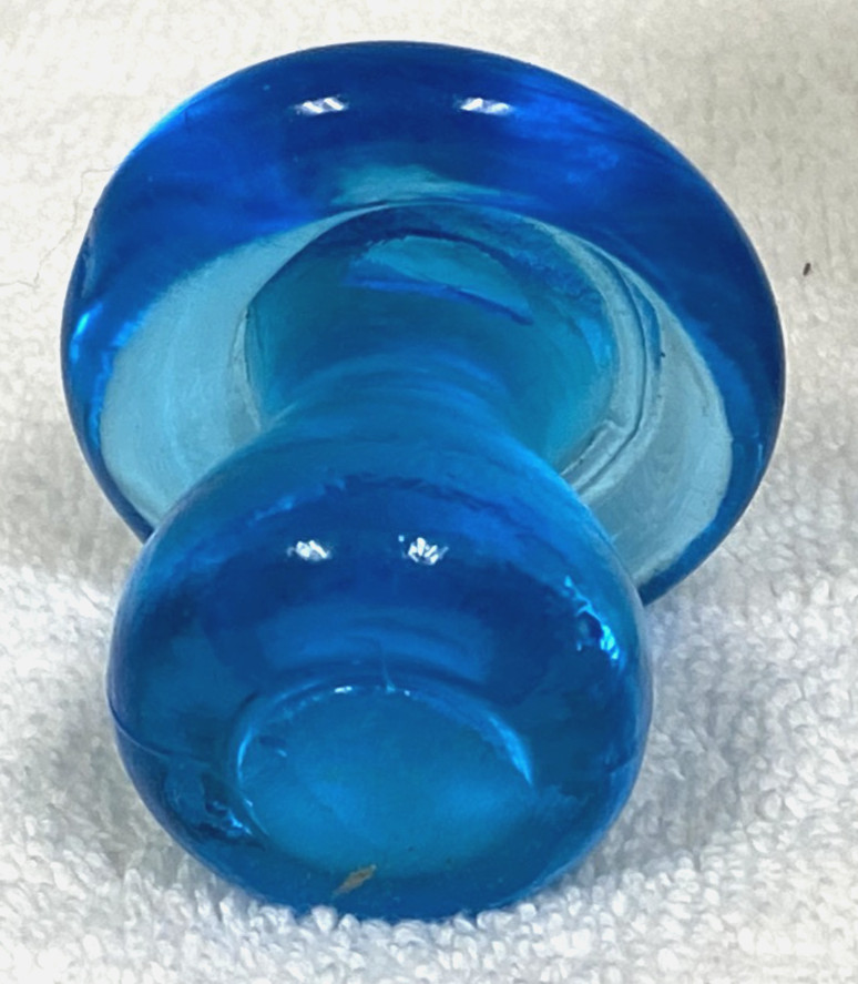 Miniature Art Glass Aqua Blue Mushroom Toadstool Figurine Paperweight Decor