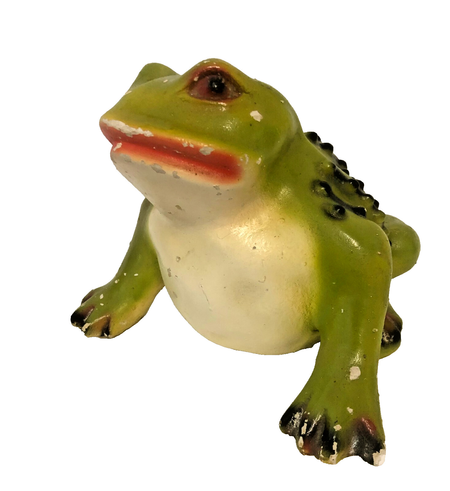 Vintage Bull Frog Chalkware Plaster Figure made in Mexico Unique Collectible