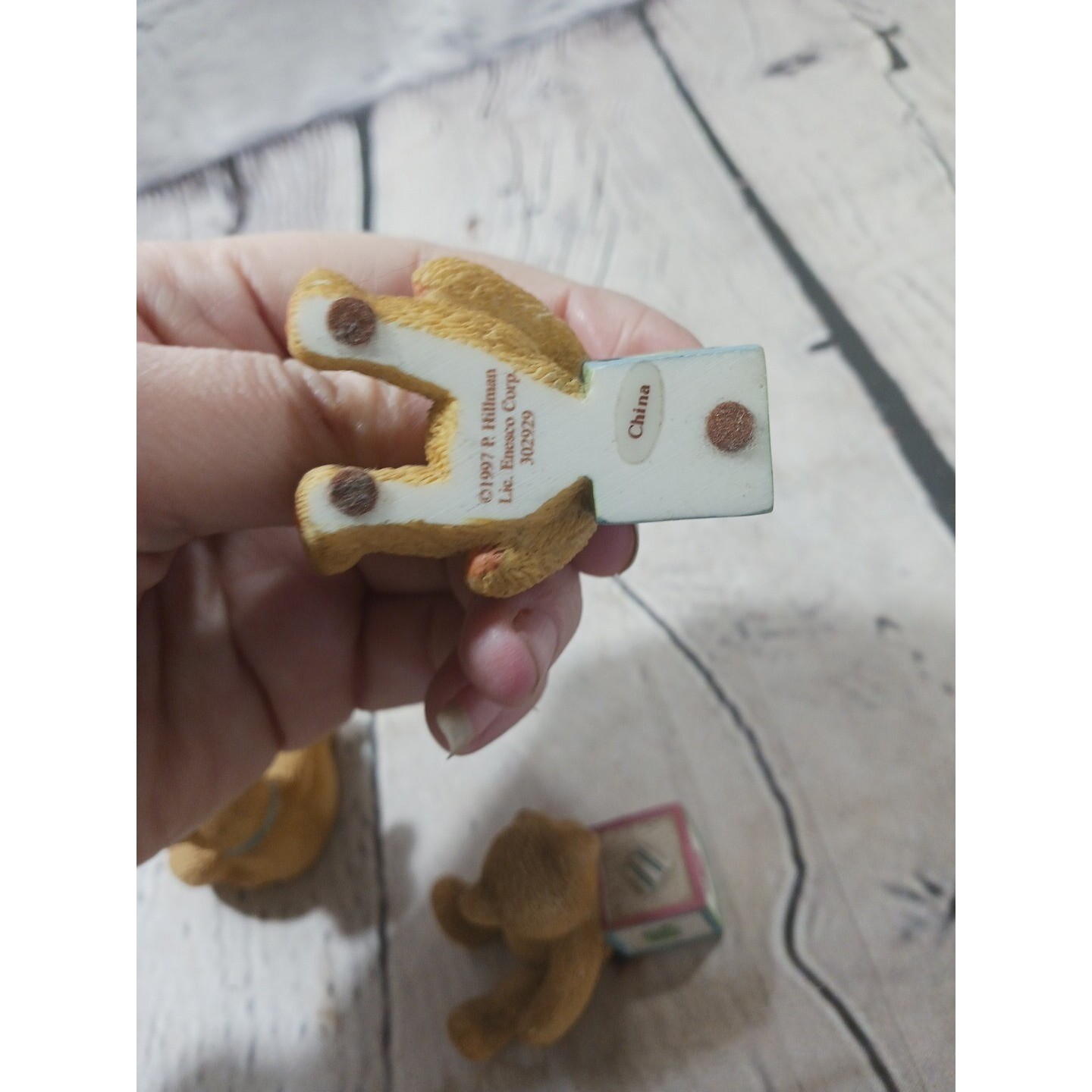 VTG 1995 Enesco Cherished Teddies Lot of 4 Mini Bear Figurines w/ Blocks 1.5″