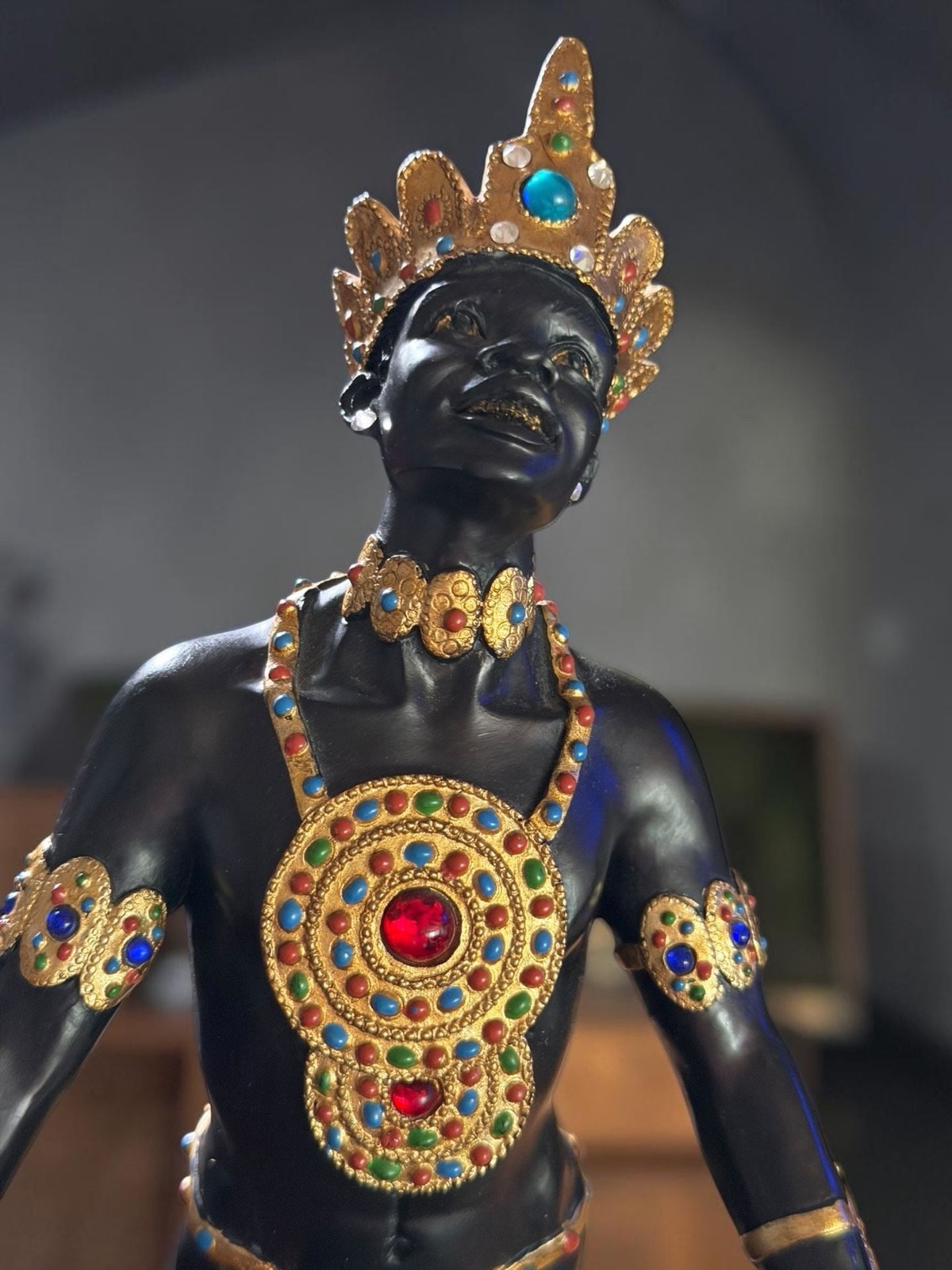 Baroque Style Blackamoor Figurine Statue Holding Serving Tray