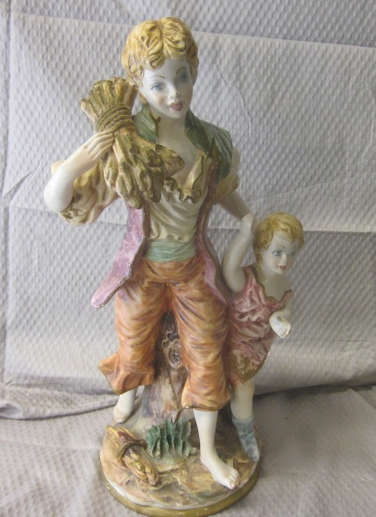 Vintage Italian Capodimonte Porcelain Statue Lamp Base – Mother & Daughter