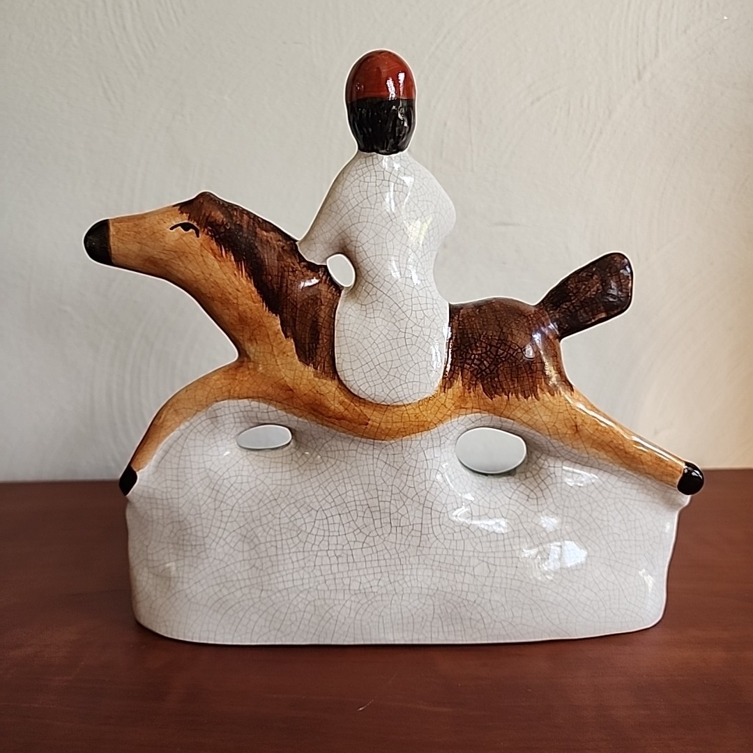 VTG Staffordshire Jockey & Horse Figurine English Equestrian 8″ x 8.5″