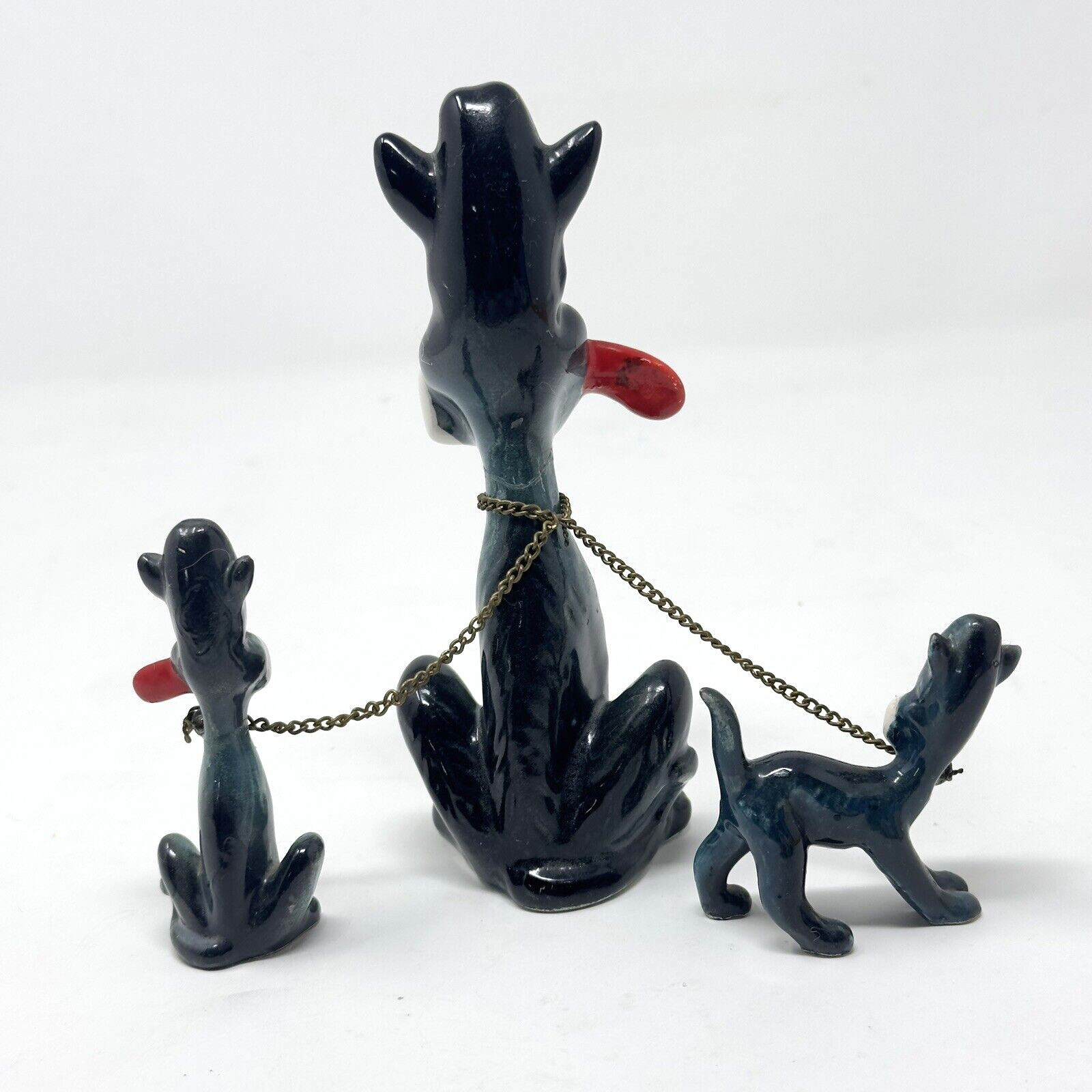 Vtg Kreiss Cat Family Figurines Sticking Out Tongue 3 Pc Green Red Pink HTF