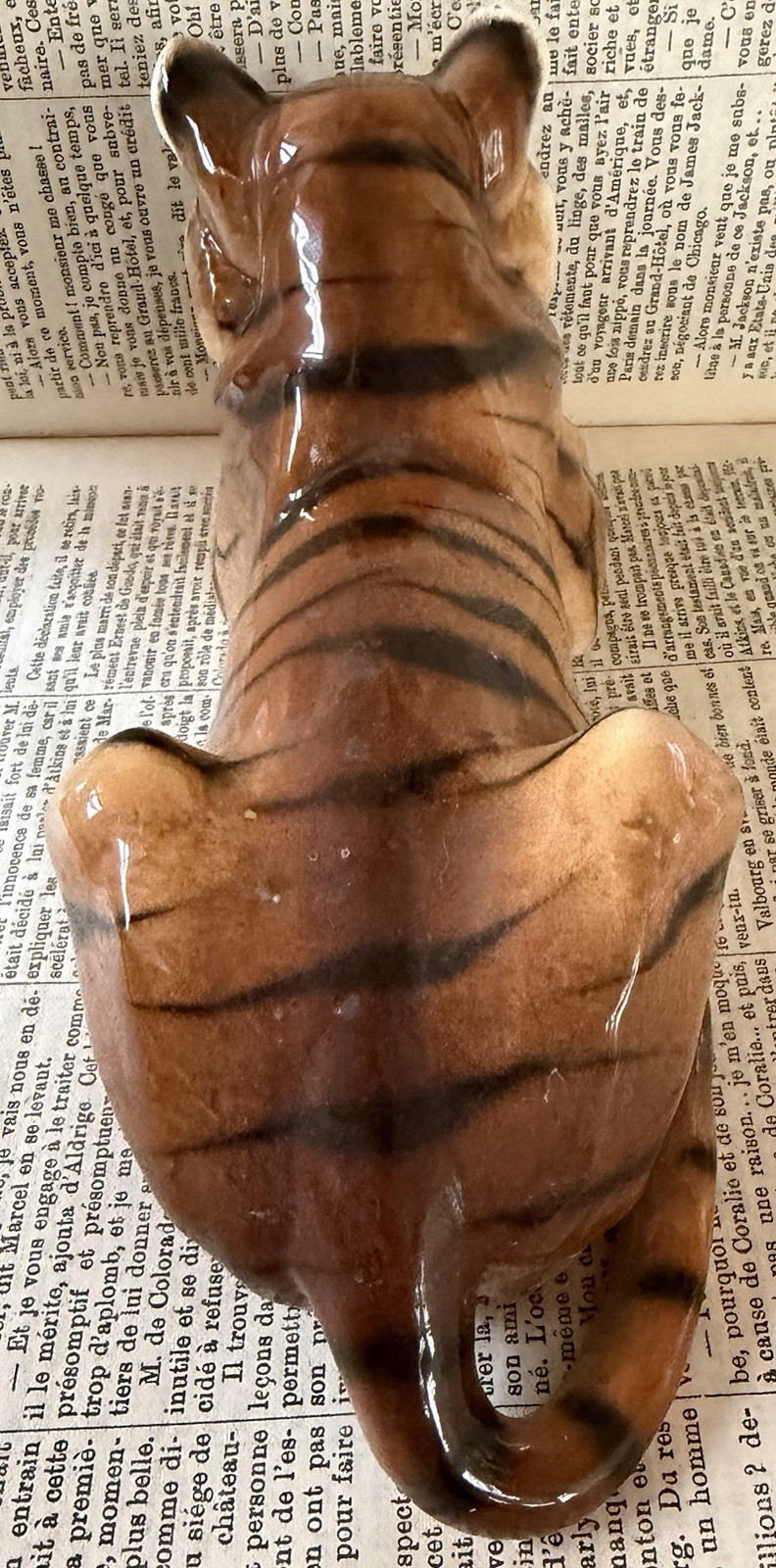 Vintage WIEN KERAMOS Porcelain Tiger With Ball Statue Vienna Austria