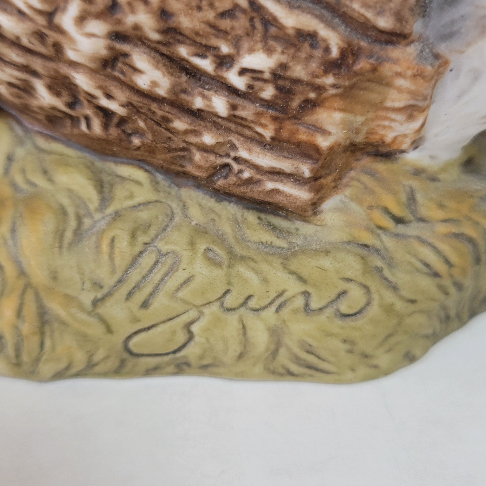 Squirrel In Log Figurine Vintage 1986 Masterpiece Porcelain by HOMCO