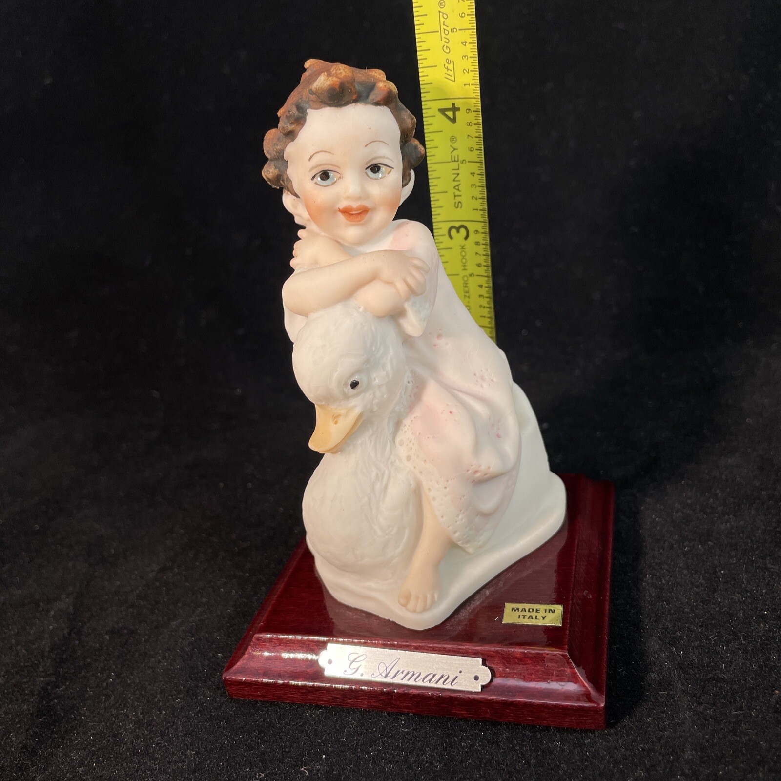 G Armani Little Treasures Figurine Girl On Duck Potty Chair 1987 3”x4.5”