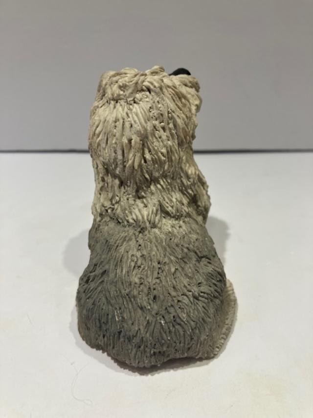 1984 United Design Sheepdog Figurine Stone Critters Dog 3.75 Inches Tall