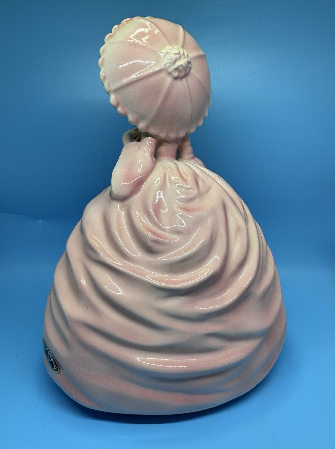 Josef Originals Colonial Days Series “Caroline” Figurine Pink Parasol Gold Roses
