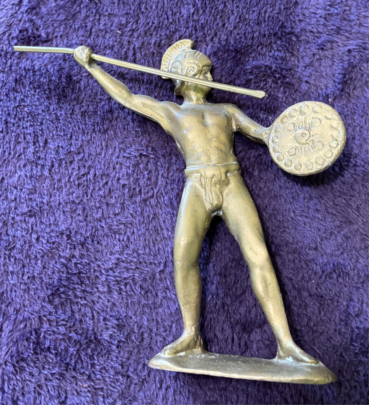 VINTAGE brass Roman gladiator statuette, age unknown