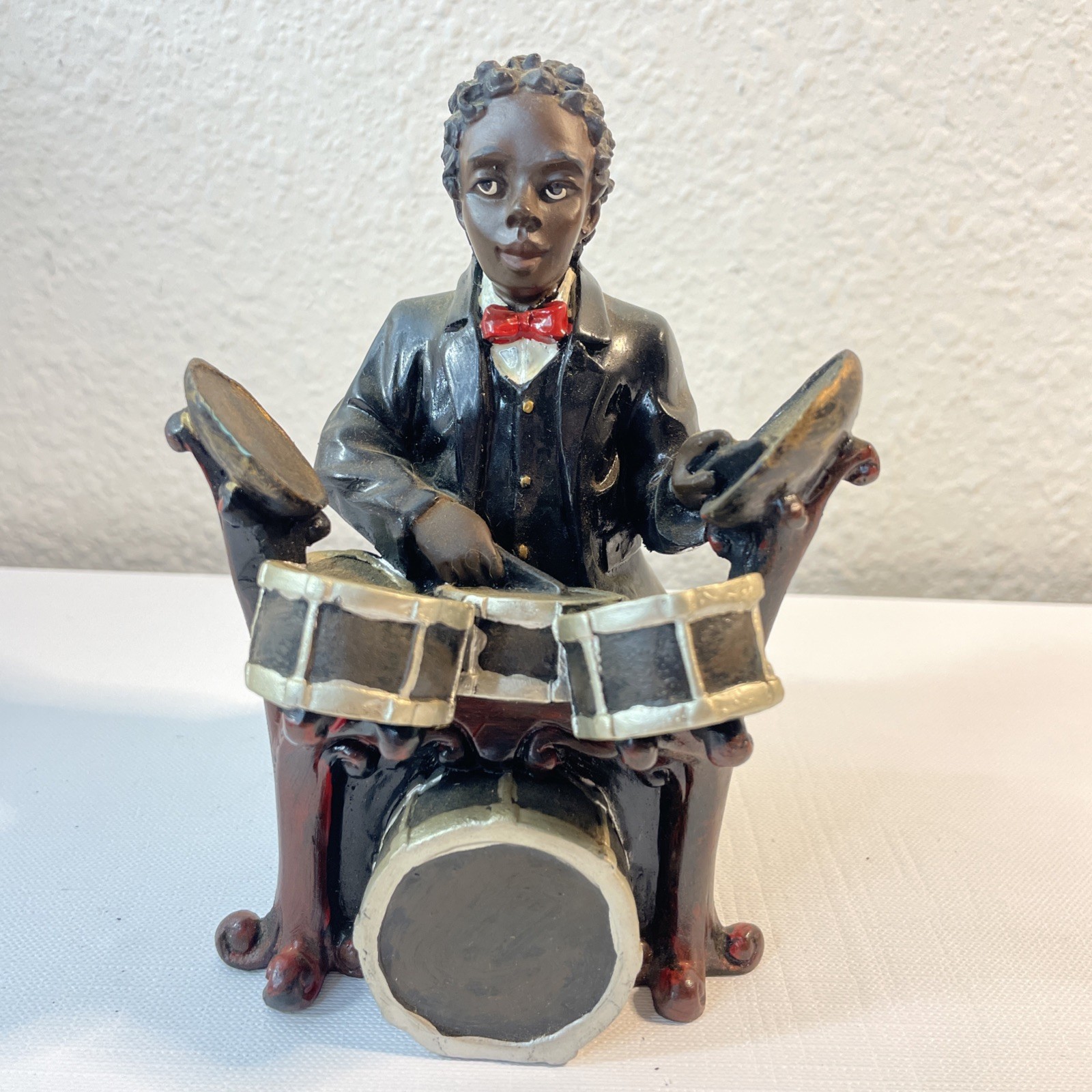 African American Jazz Drummer Musician Figurine