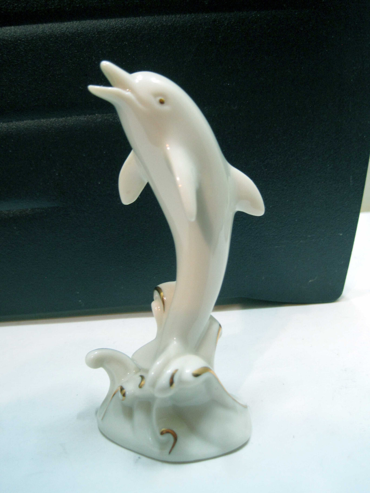 Vintage Lenox Dancing Dolphin Figurine 24K Gold Accents Fine China Ocean Fish