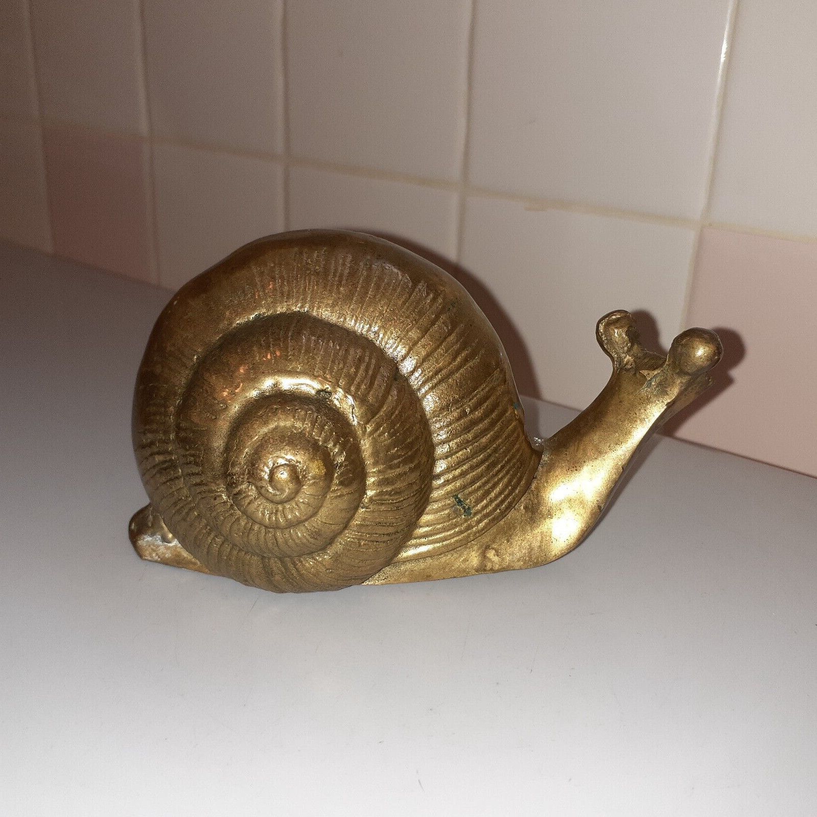 Vintage Beautiful Solid Brass SNAIL Figurine 4.9″ x 3″ x 2.8″ tall